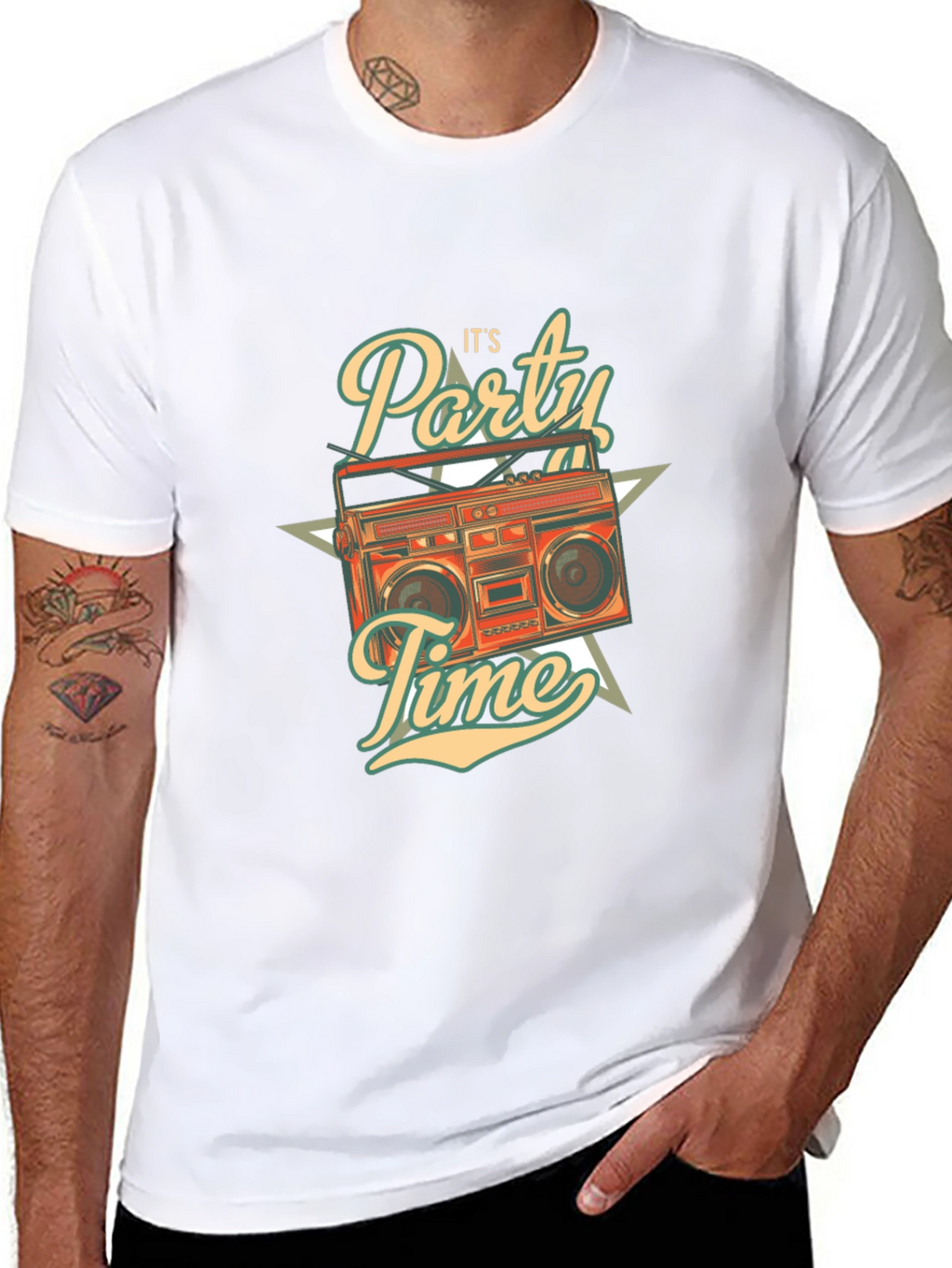 Retro Party Time Graphic T-Shirt - Black