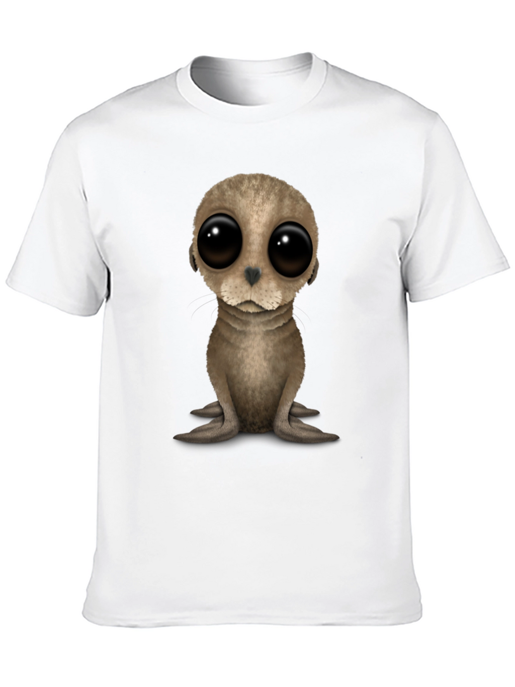Cute Seal Pup Big Eyes Black T-Shirt