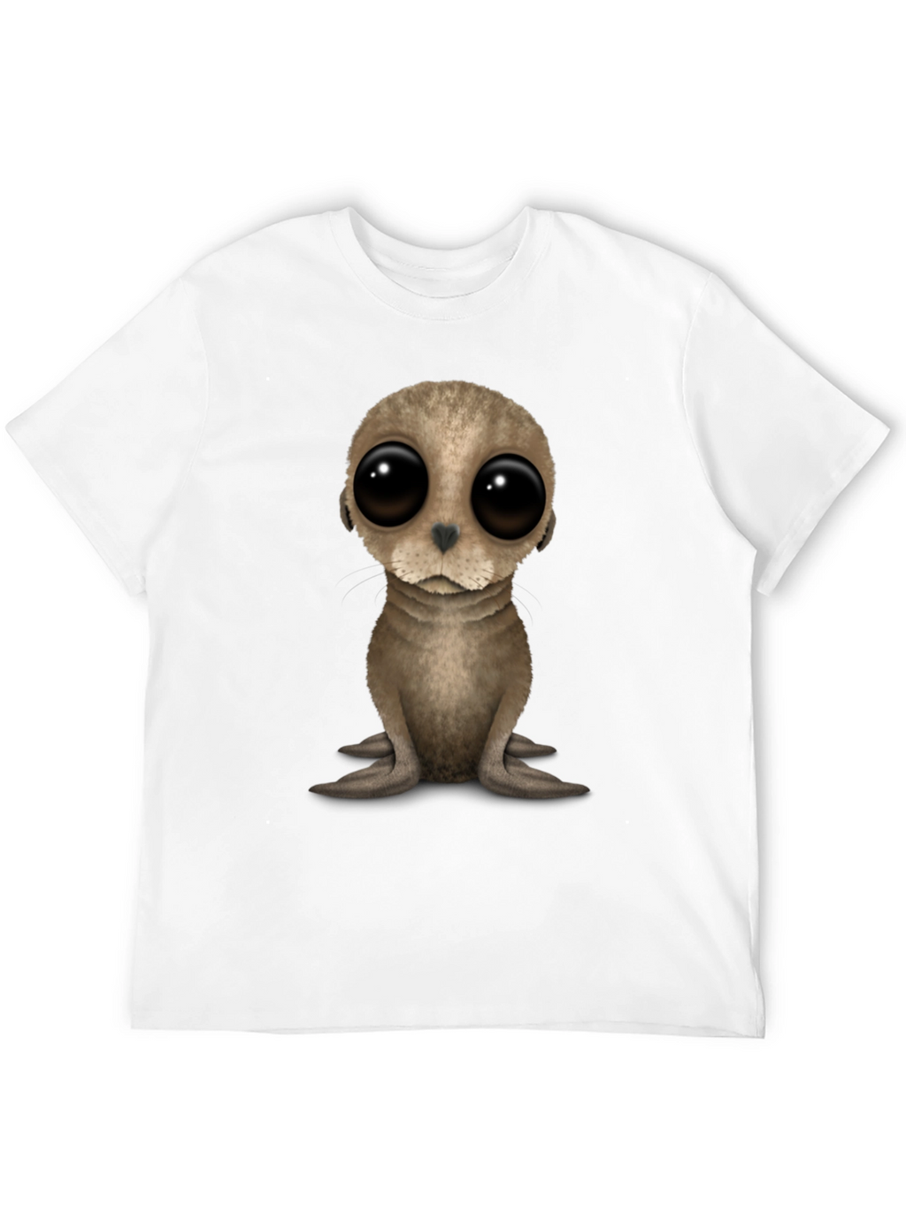 Cute Seal Pup Big Eyes Black T-Shirt