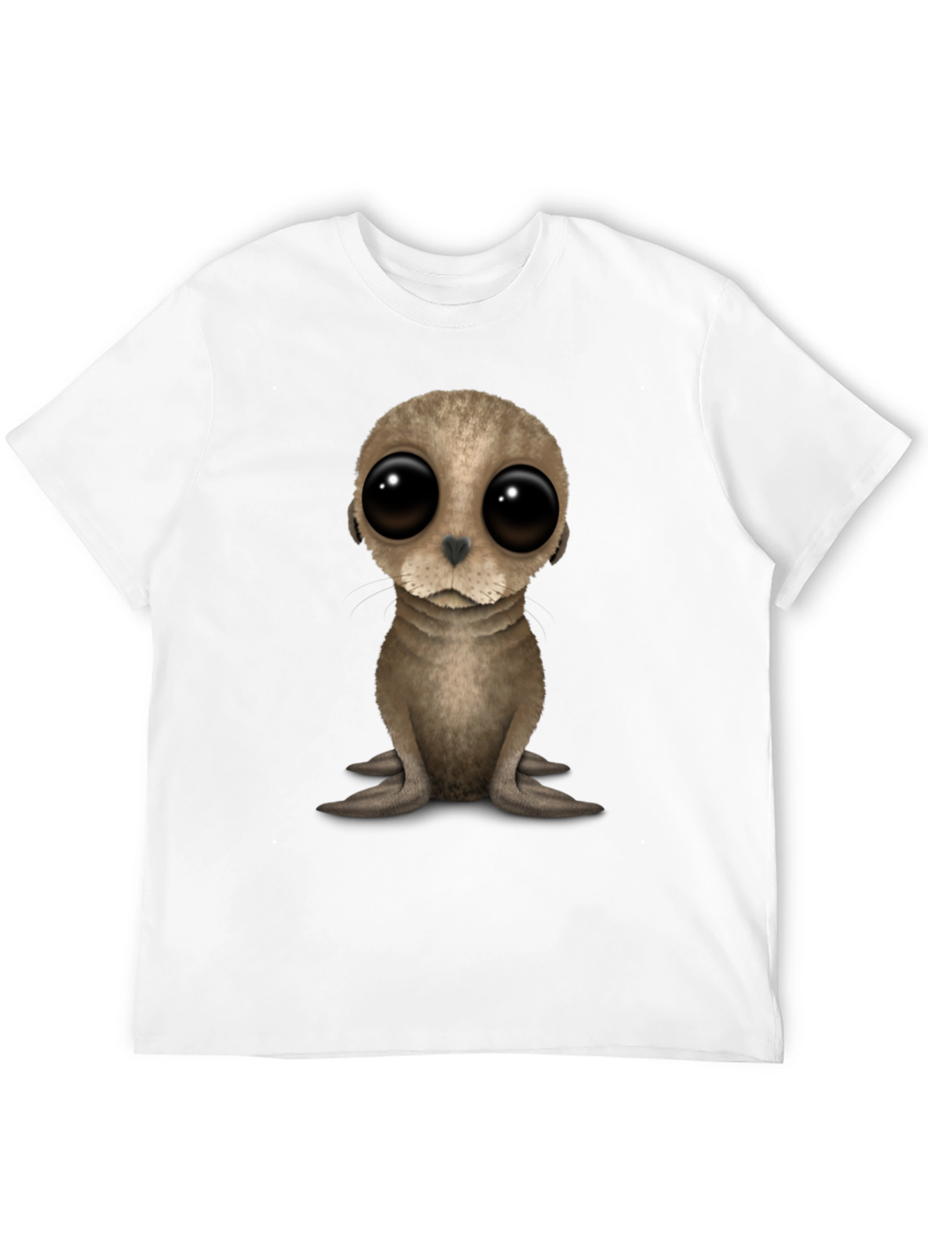 Cute Seal Pup Big Eyes Black T-Shirt