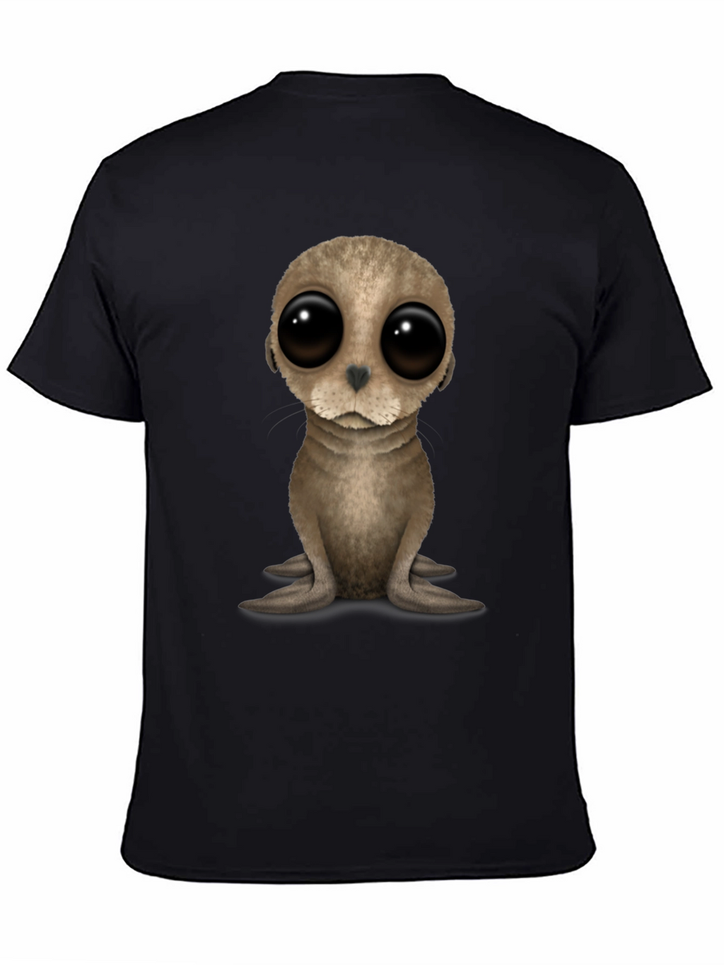 Cute Seal Pup Big Eyes Black T-Shirt
