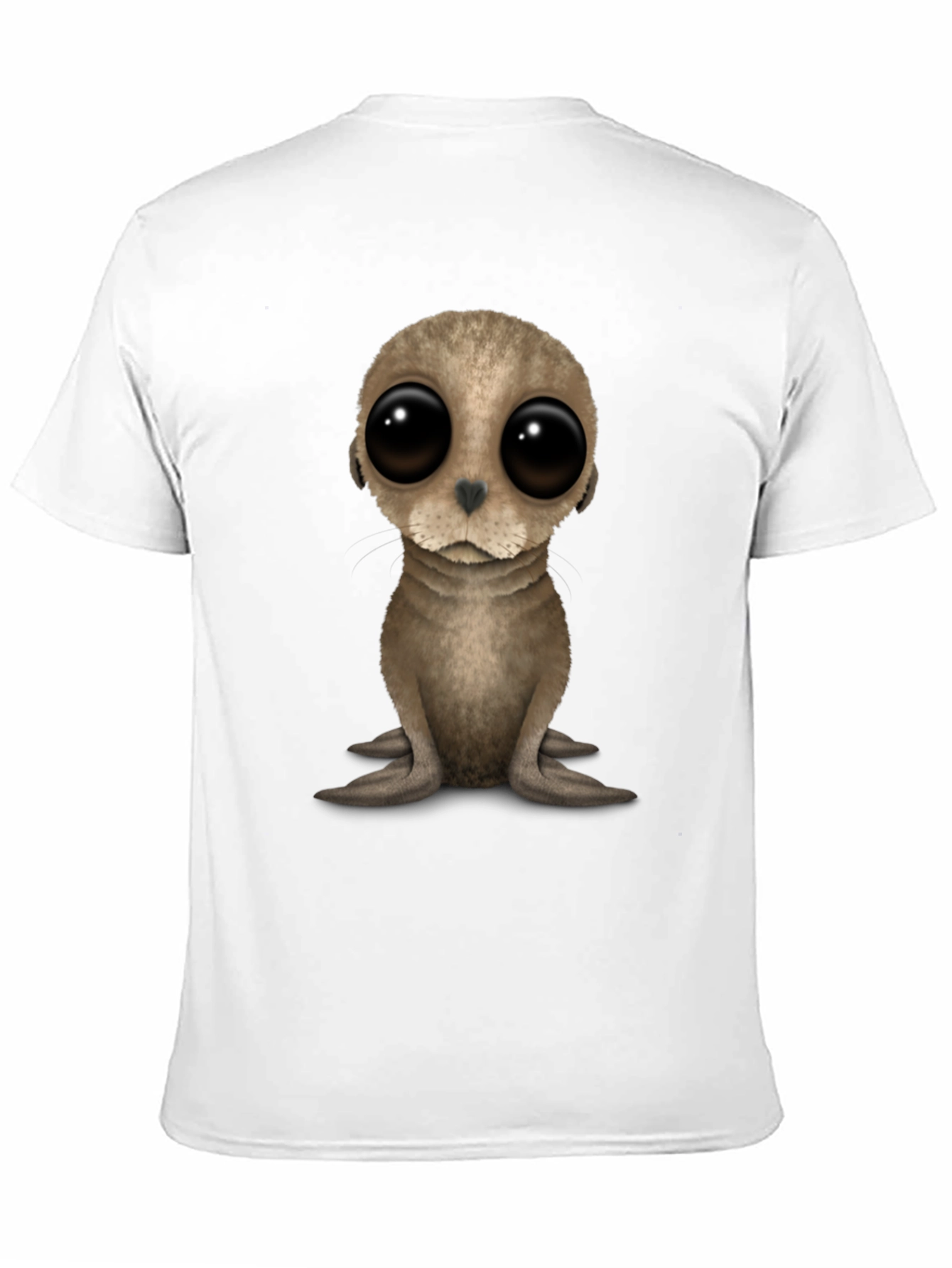 Cute Seal Pup Big Eyes Black T-Shirt