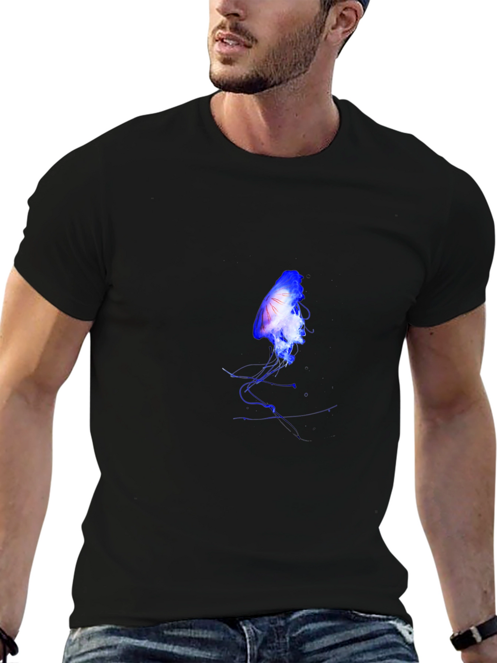 Jellyfish Print Black T-Shirt - Unique Graphic Tee