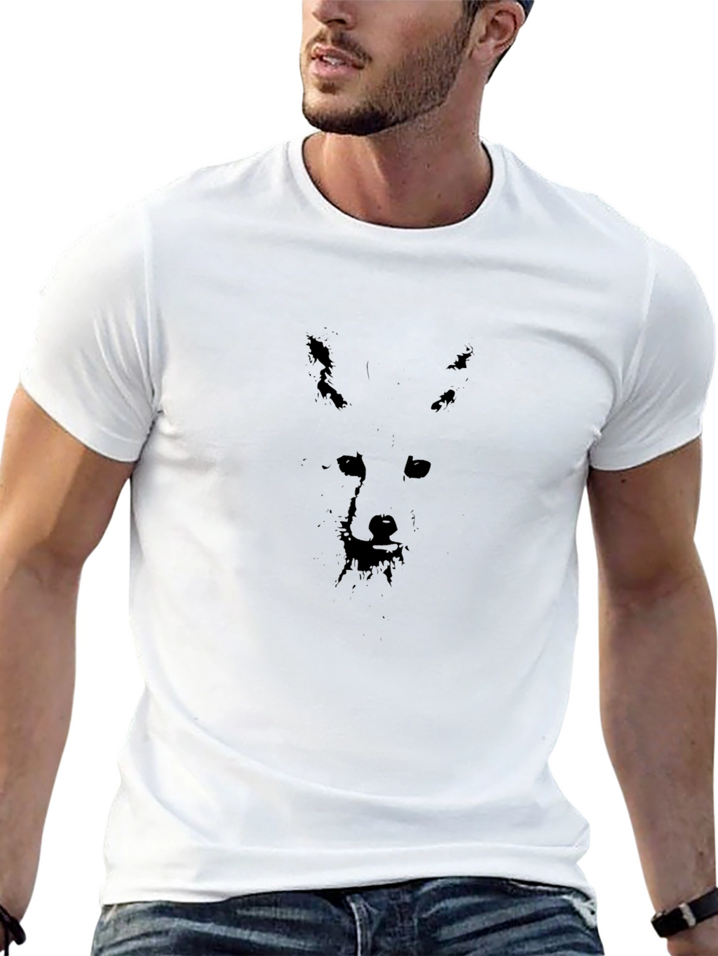 Mens Black Wolf Silhouette Graphic Tee