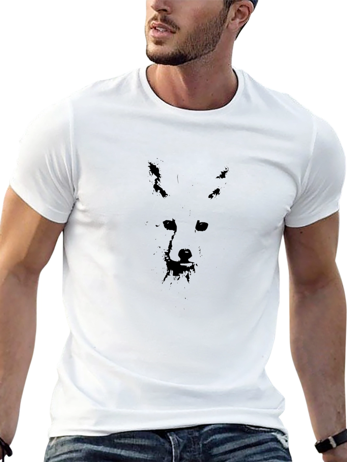 Mens Black Wolf Silhouette Graphic Tee