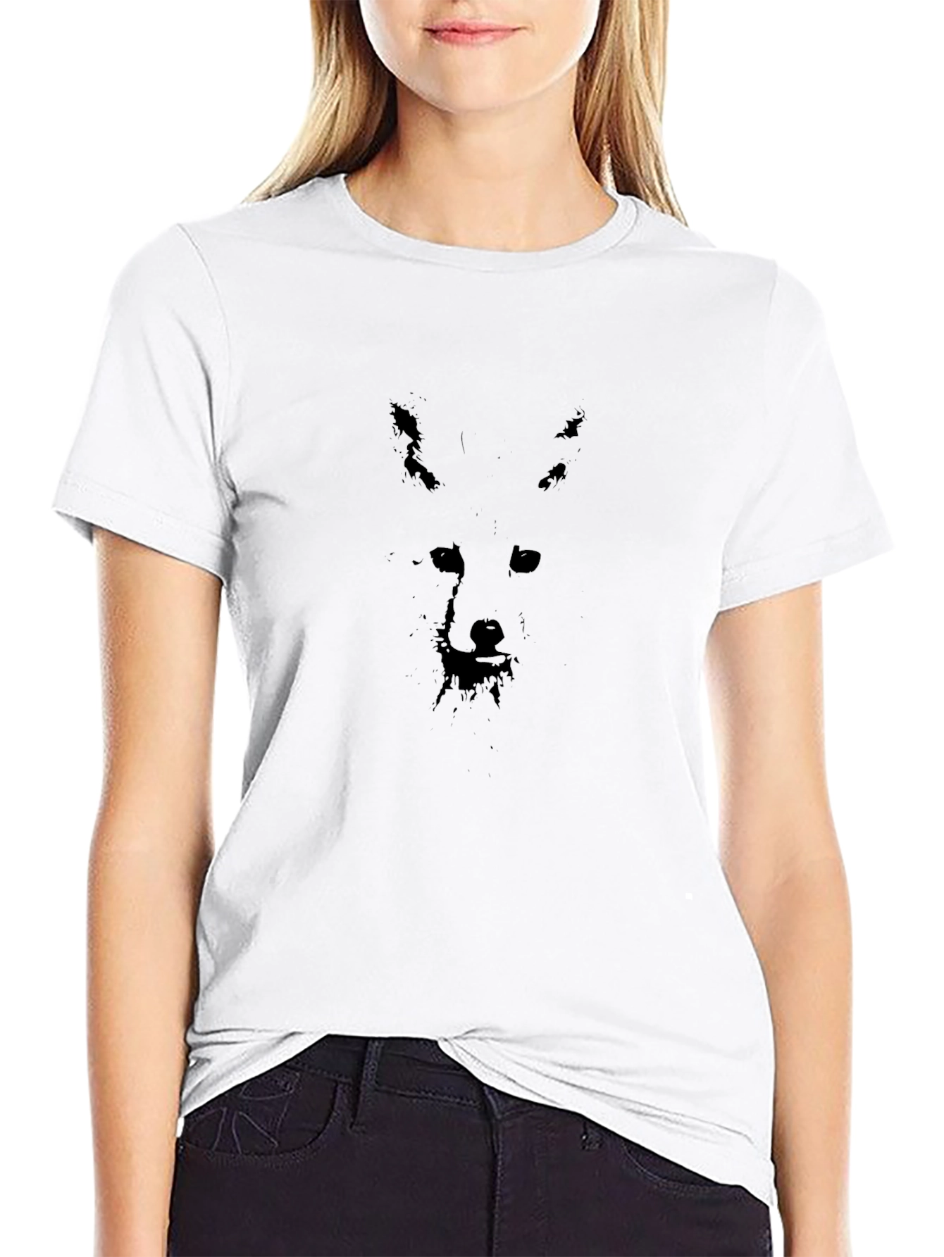 Mens Black Wolf Silhouette Graphic Tee