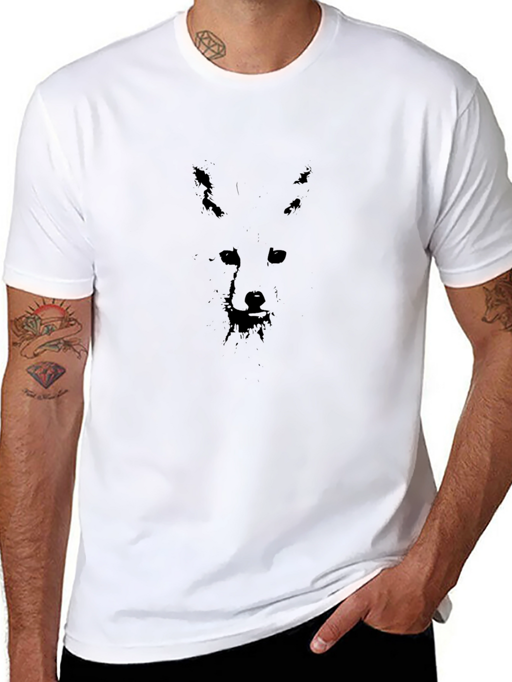Mens Black Wolf Silhouette Graphic Tee
