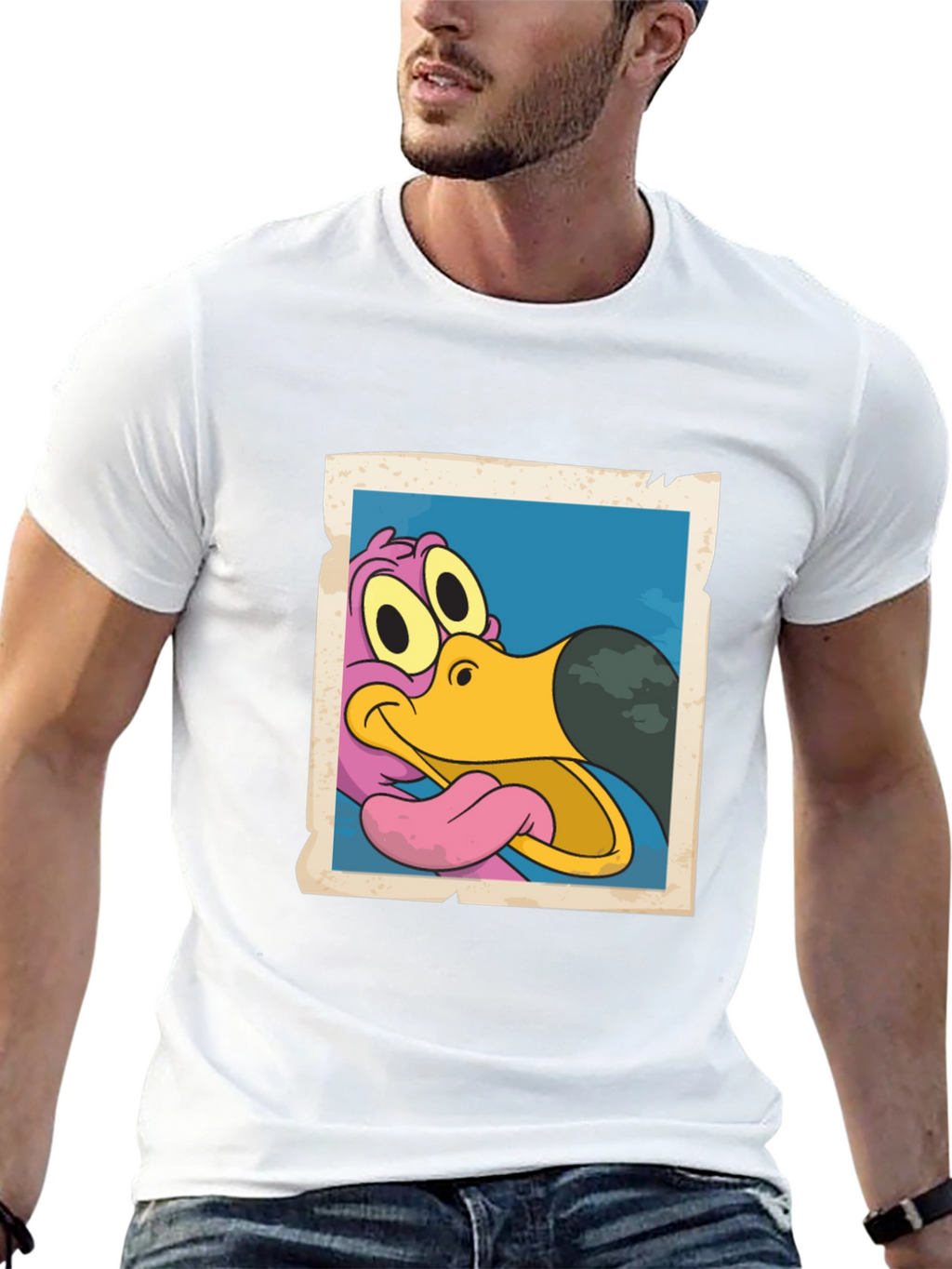 Cartoon Dodo Bird Graphic Black T-Shirt