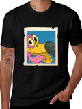 Cartoon Dodo Bird Graphic Black T-Shirt