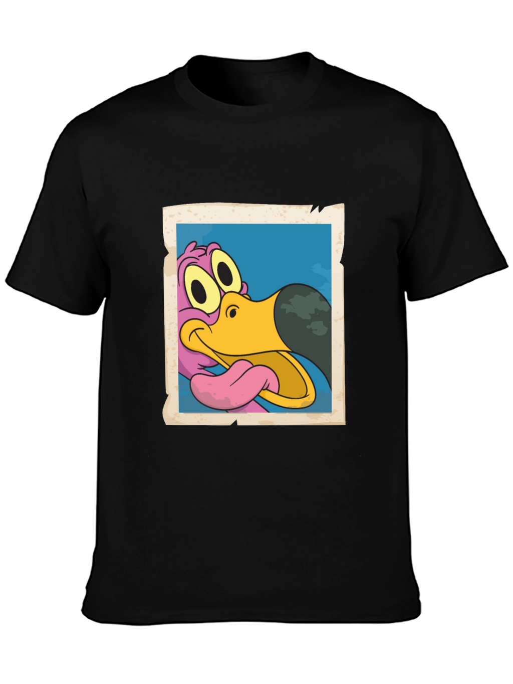 Cartoon Dodo Bird Graphic Black T-Shirt