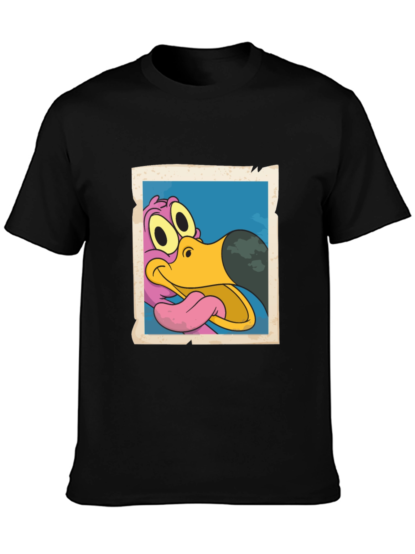 Cartoon Dodo Bird Graphic Black T-Shirt