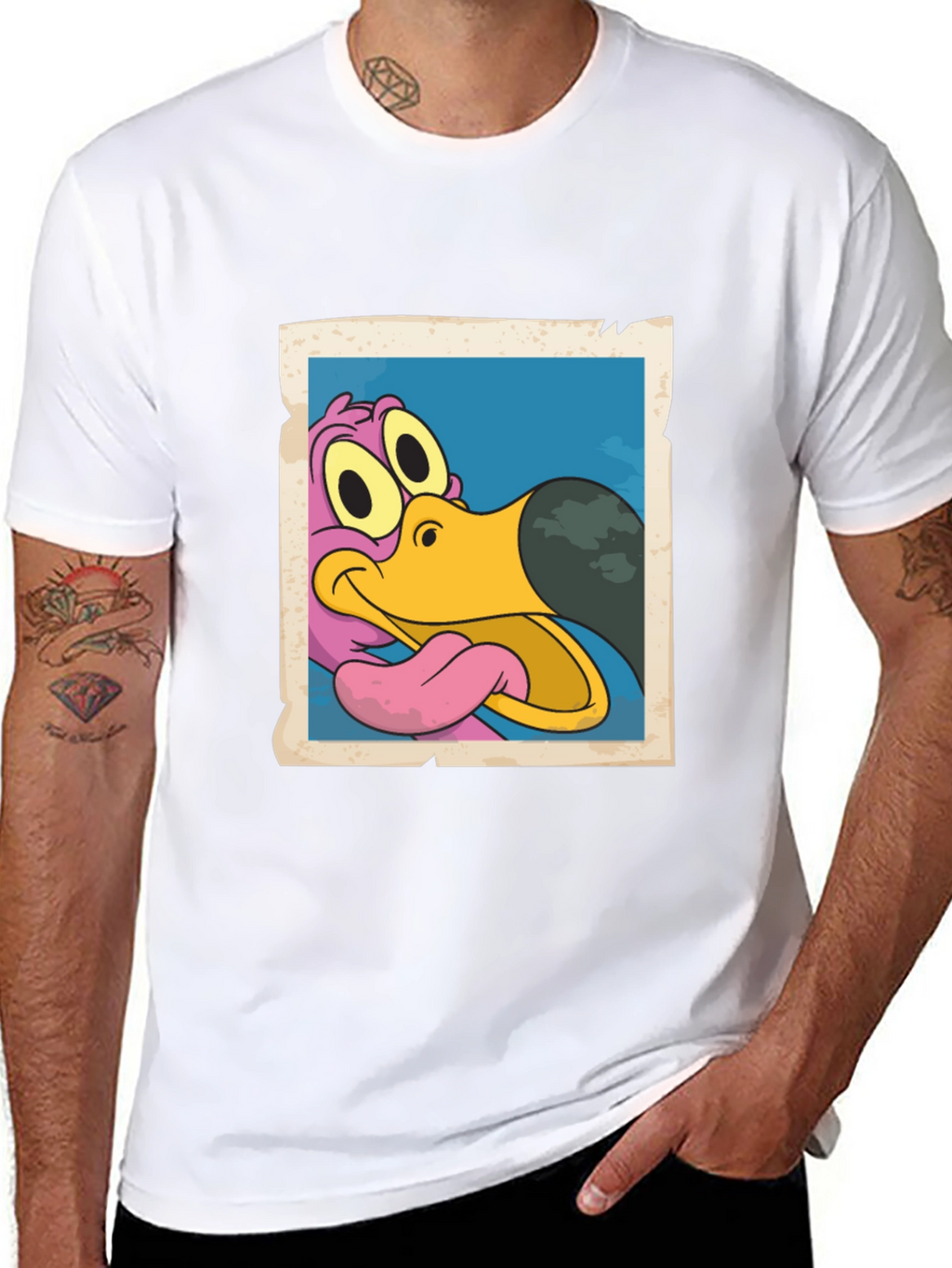 Cartoon Dodo Bird Graphic Black T-Shirt