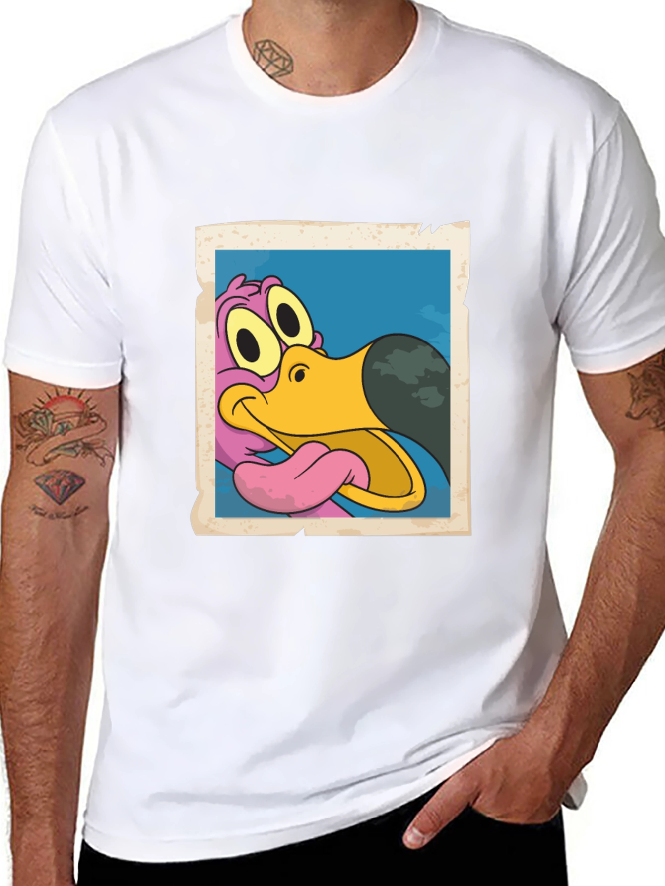 Cartoon Dodo Bird Graphic Black T-Shirt