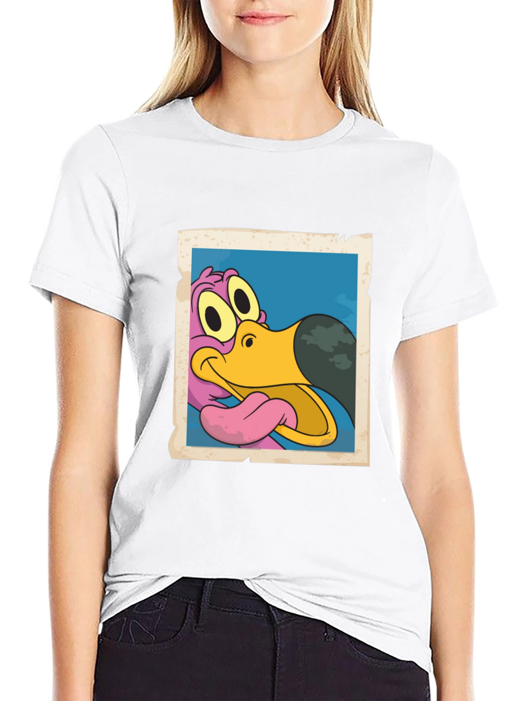 Cartoon Dodo Bird Graphic Black T-Shirt