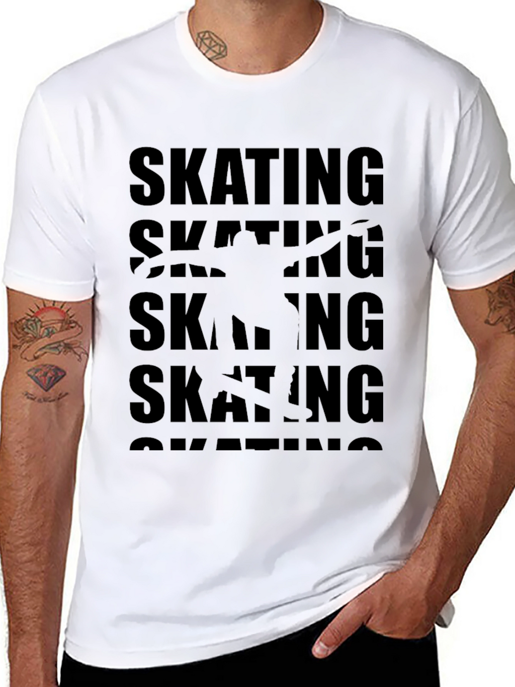 Skating Graphic Tee Black Short Sleeve T-Shirt
