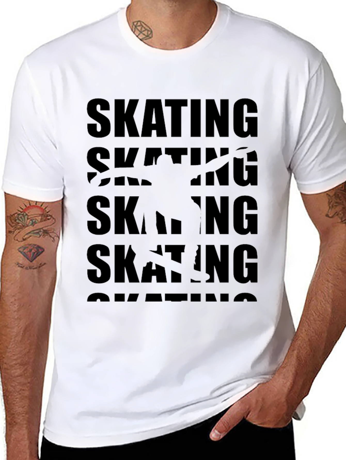 Skating Graphic Tee Black Short Sleeve T-Shirt