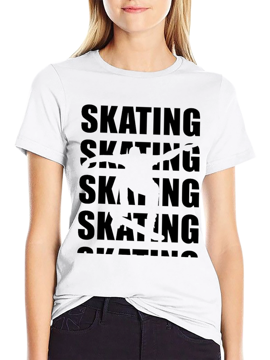 Skating Graphic Tee Black Short Sleeve T-Shirt