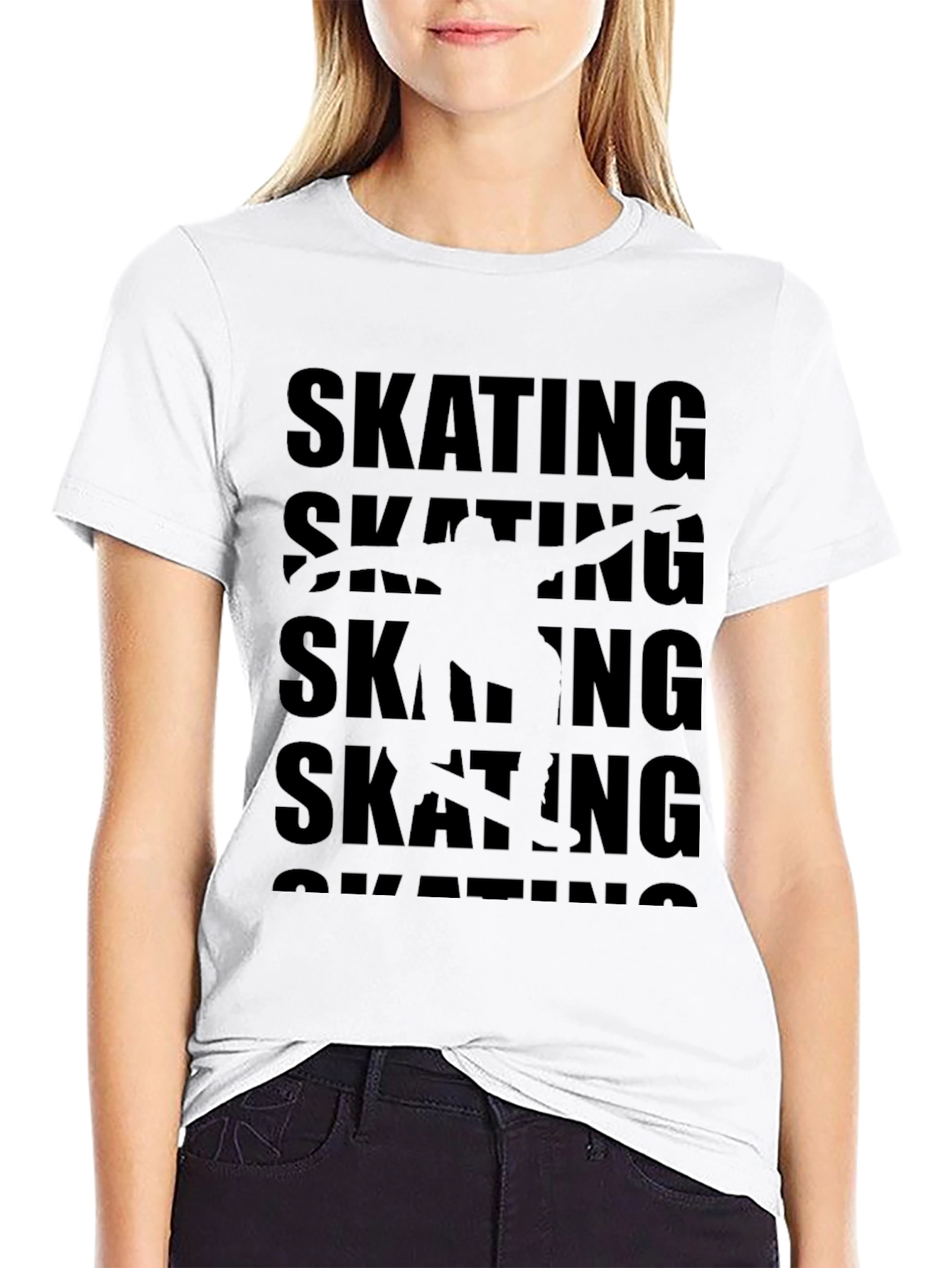 Skating Graphic Tee Black Short Sleeve T-Shirt