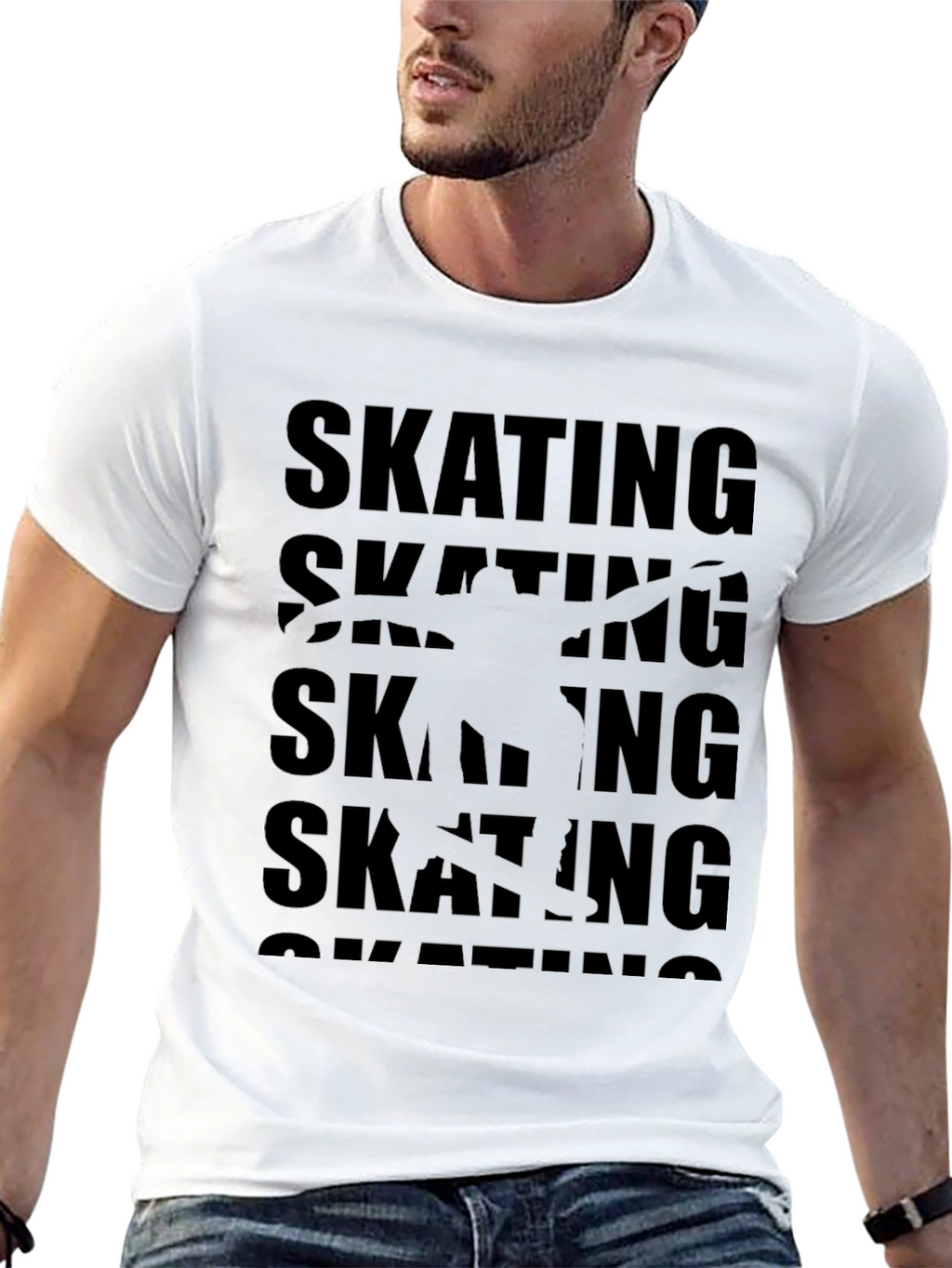 Skating Graphic Tee Black Short Sleeve T-Shirt