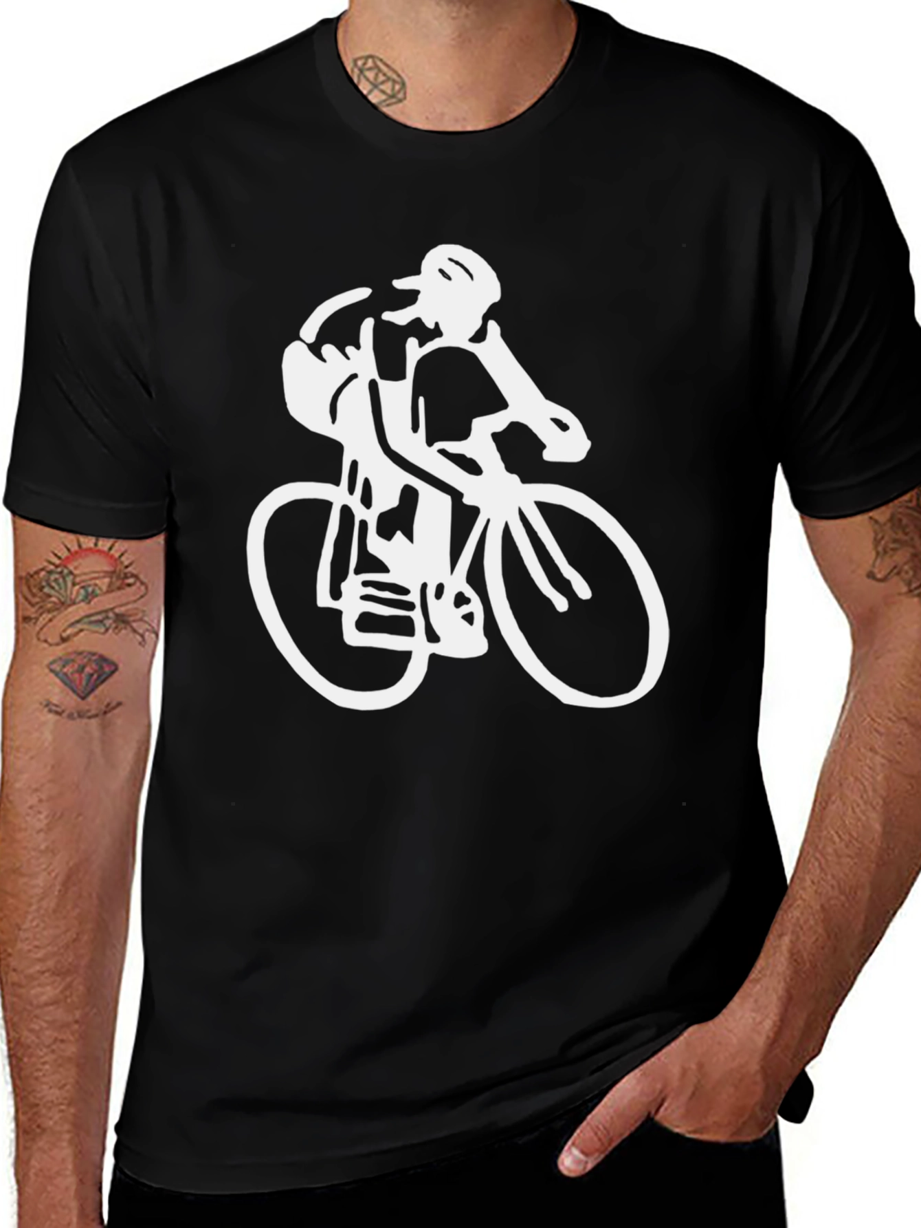 Cyclist Graphic Tee - Black Cotton Casual Shirt