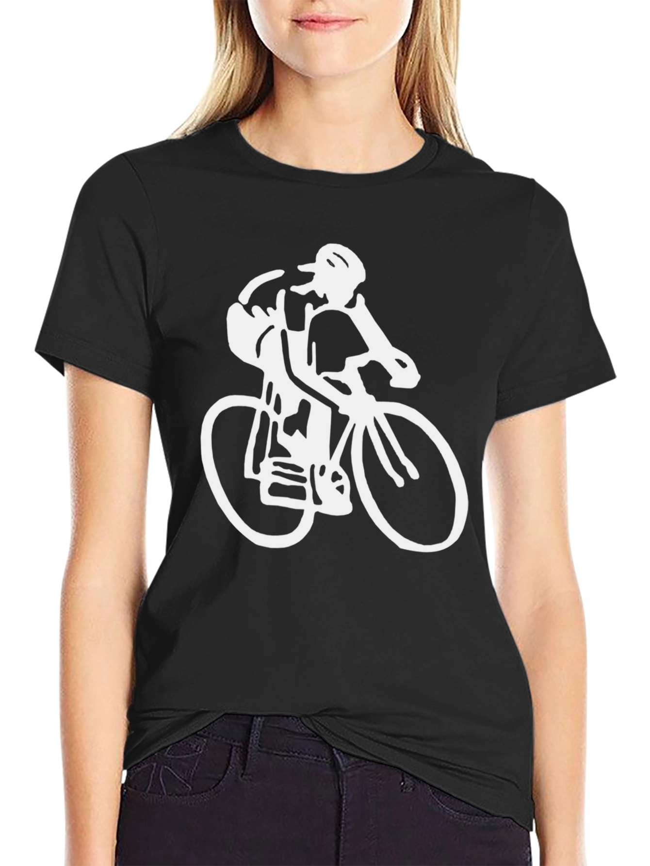 Cyclist Graphic Tee - Black Cotton Casual Shirt