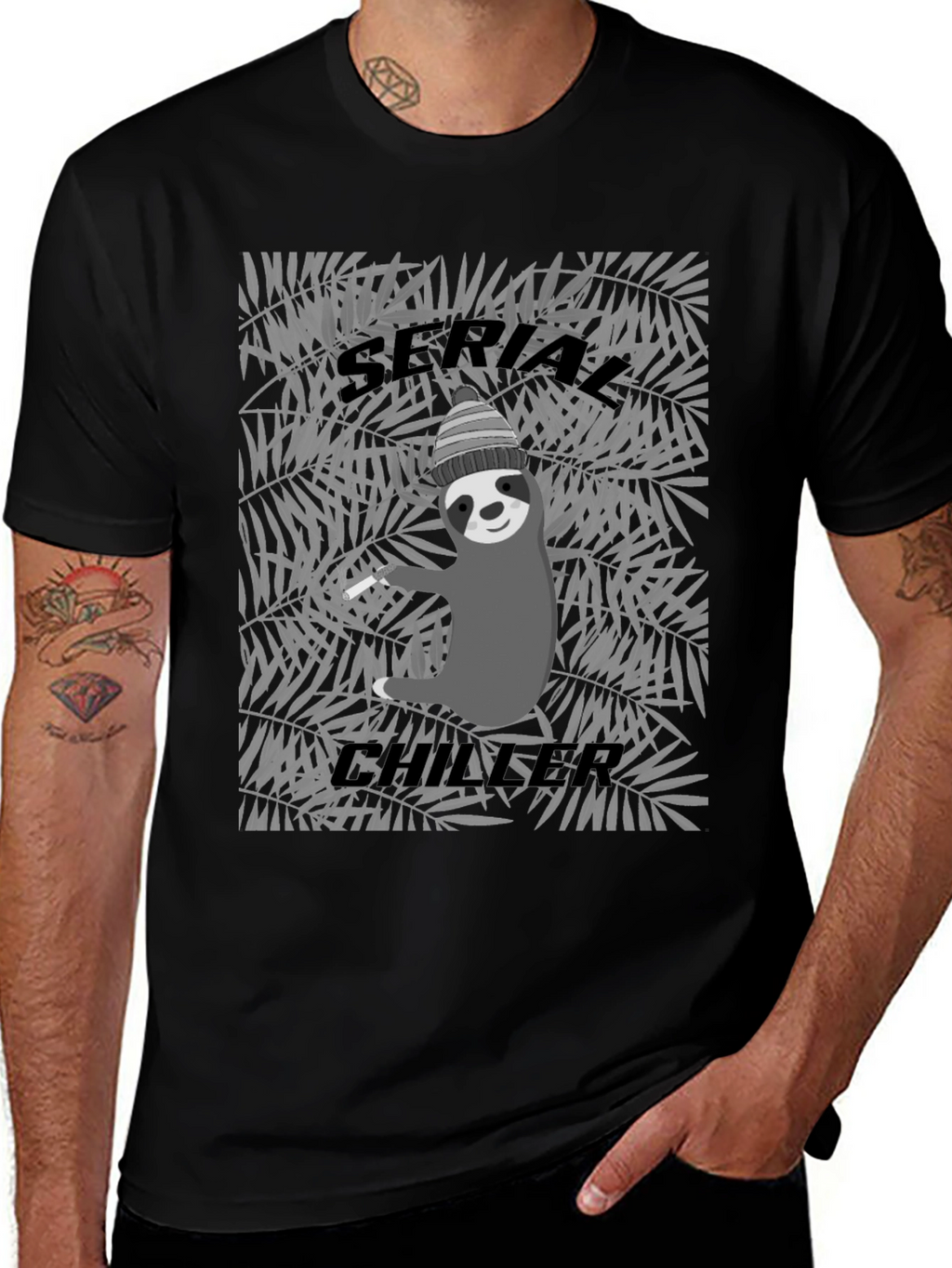 Serial Chiller Sloth Graphic Tee - Cool Relaxed Style