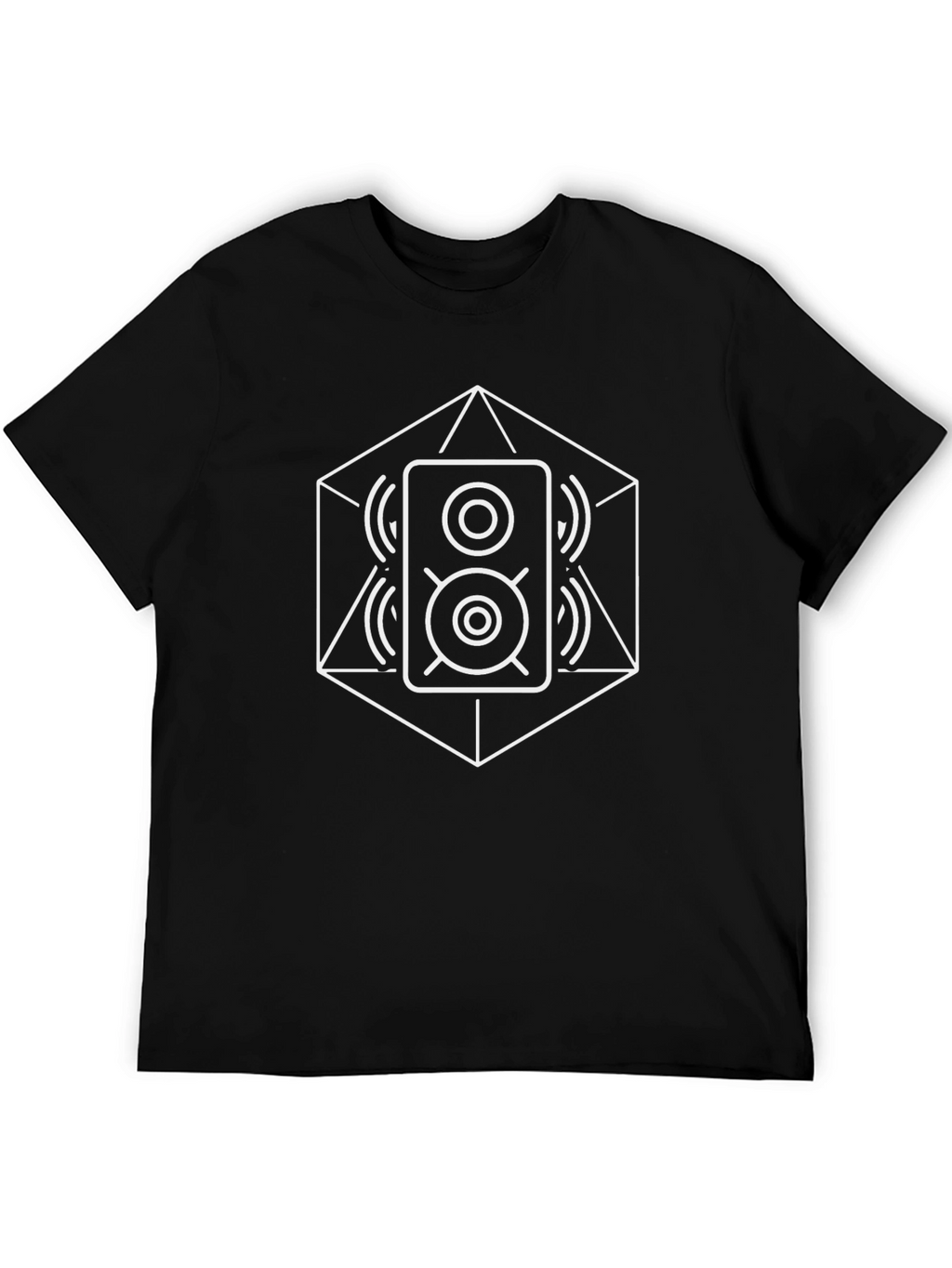 Geometric Speaker Graphic Tee - Black Cotton