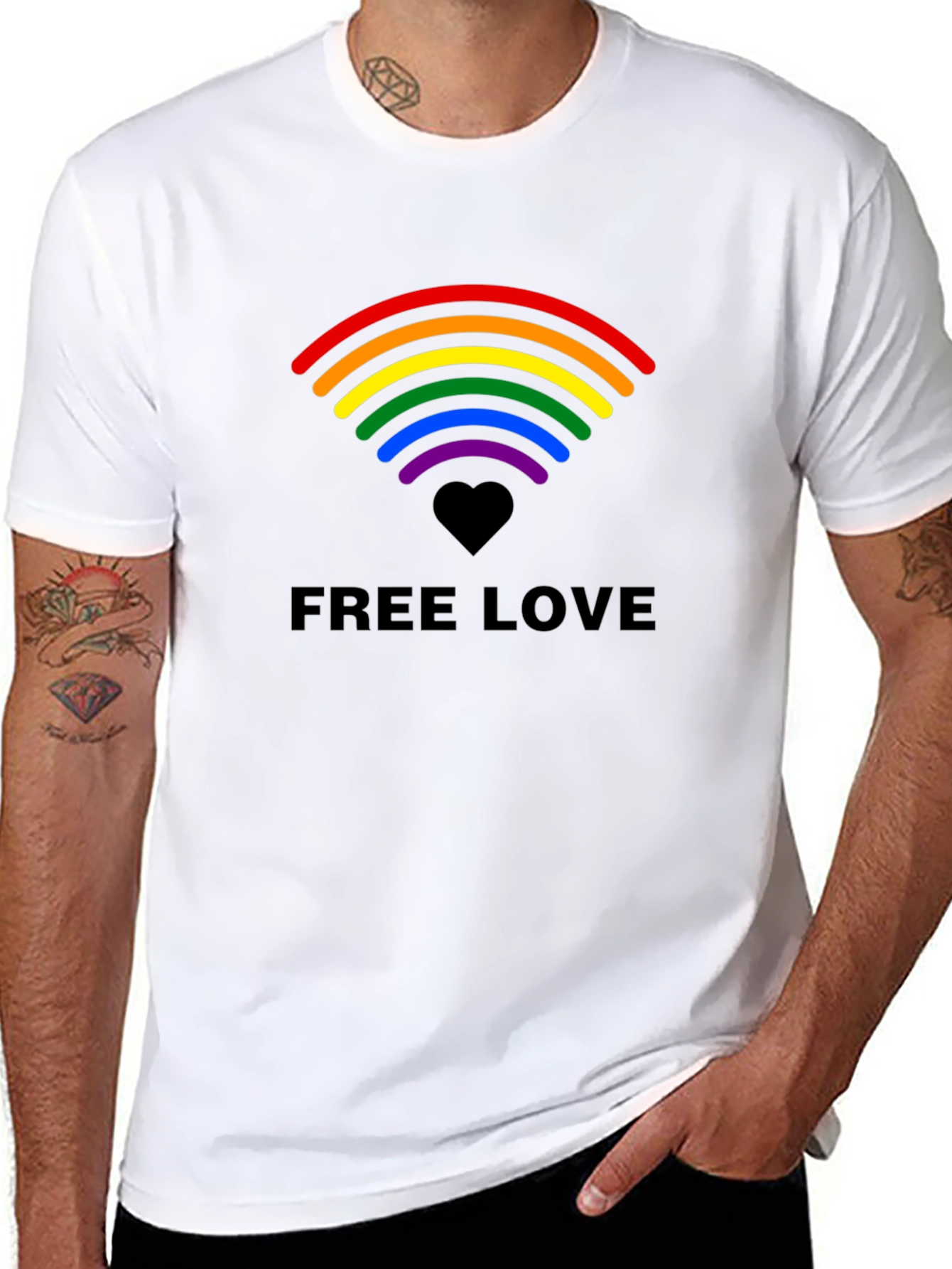 Free Love Rainbow Heart T-Shirt