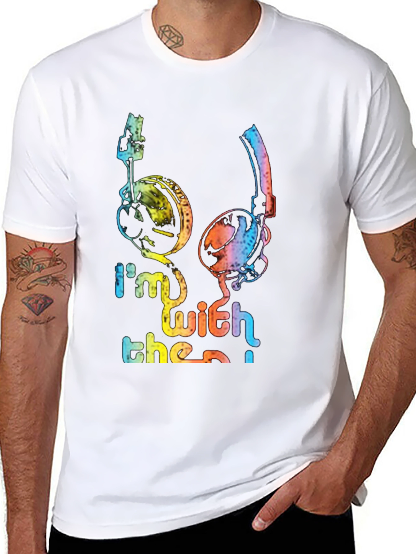 Rainbow Headphones Graphic T-Shirt