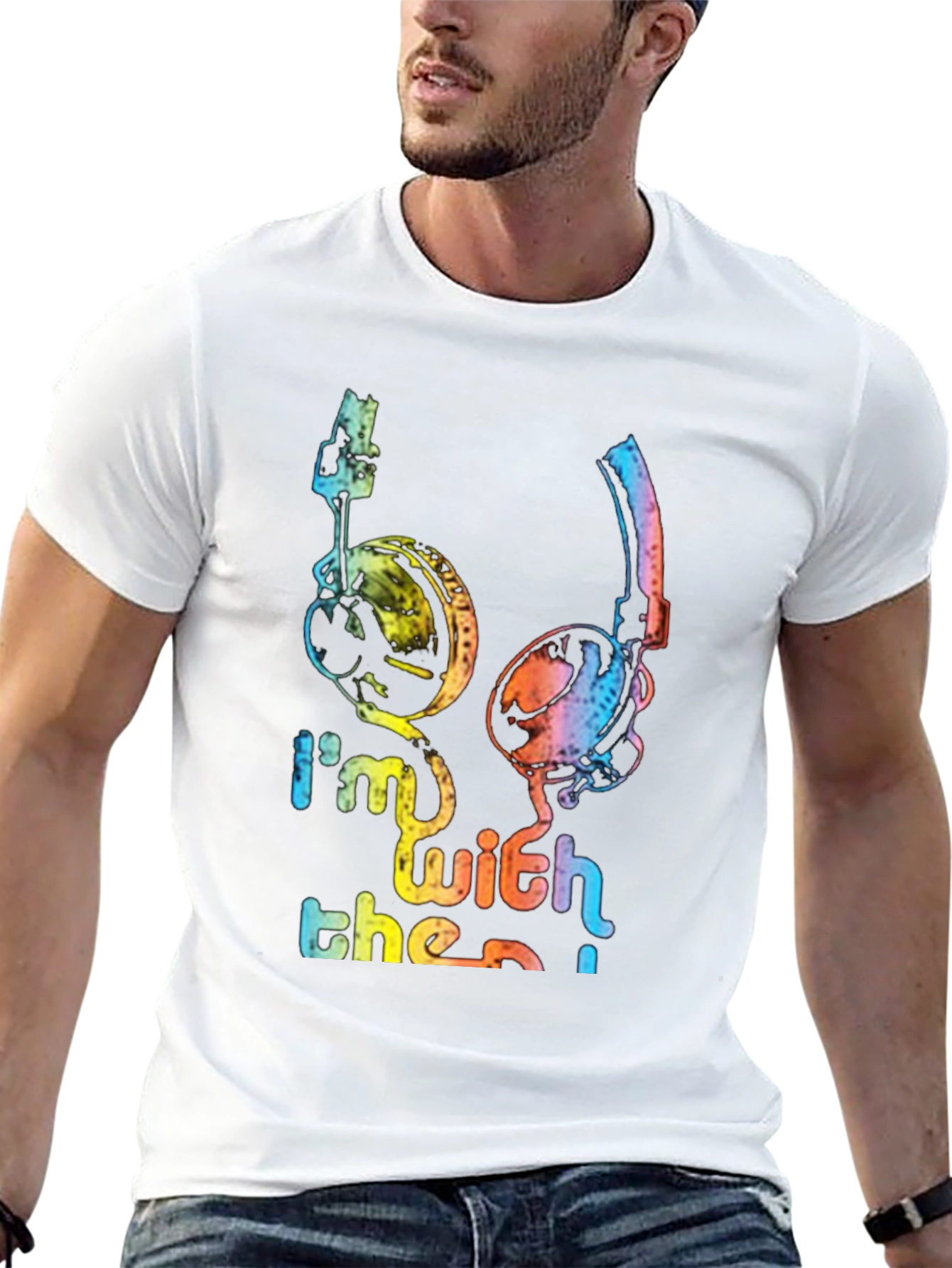 Rainbow Headphones Graphic T-Shirt