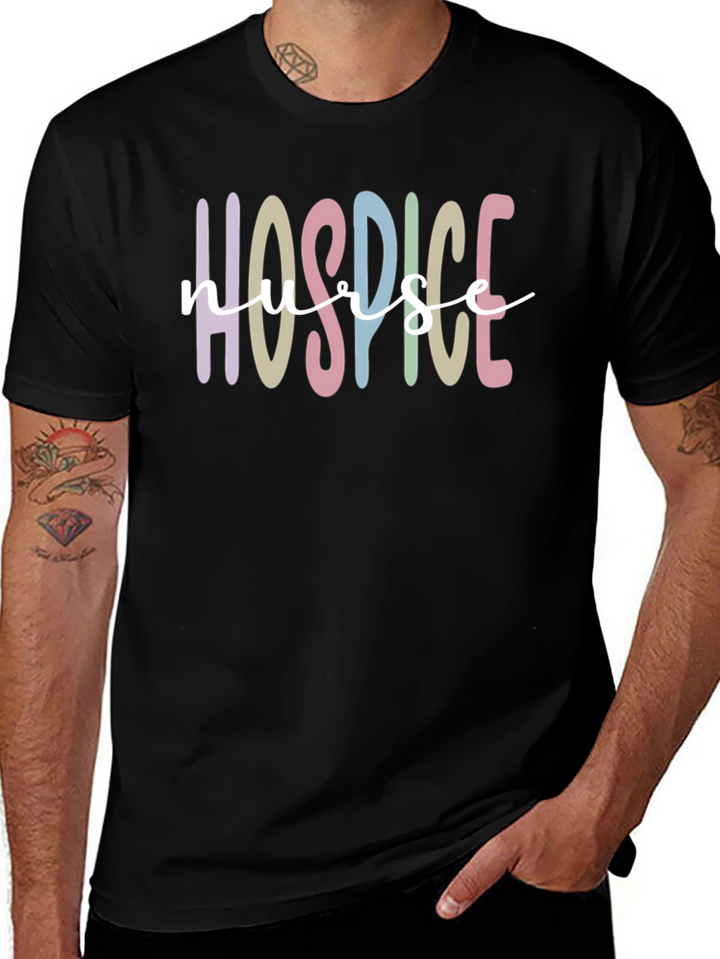 Hospice Nurse T-Shirt Black Cotton Blend