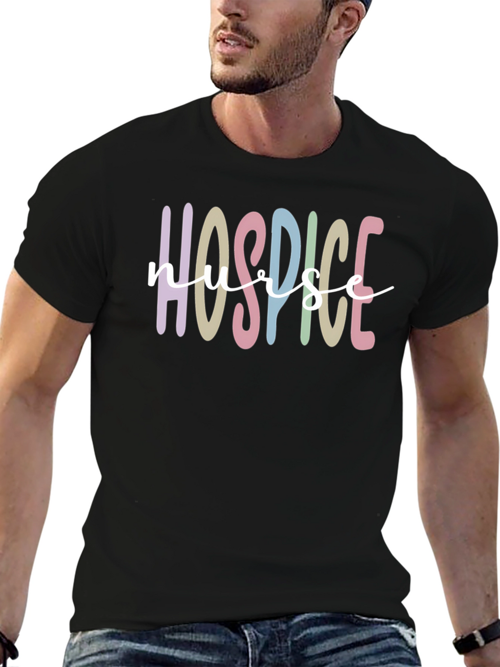 Hospice Nurse T-Shirt Black Cotton Blend