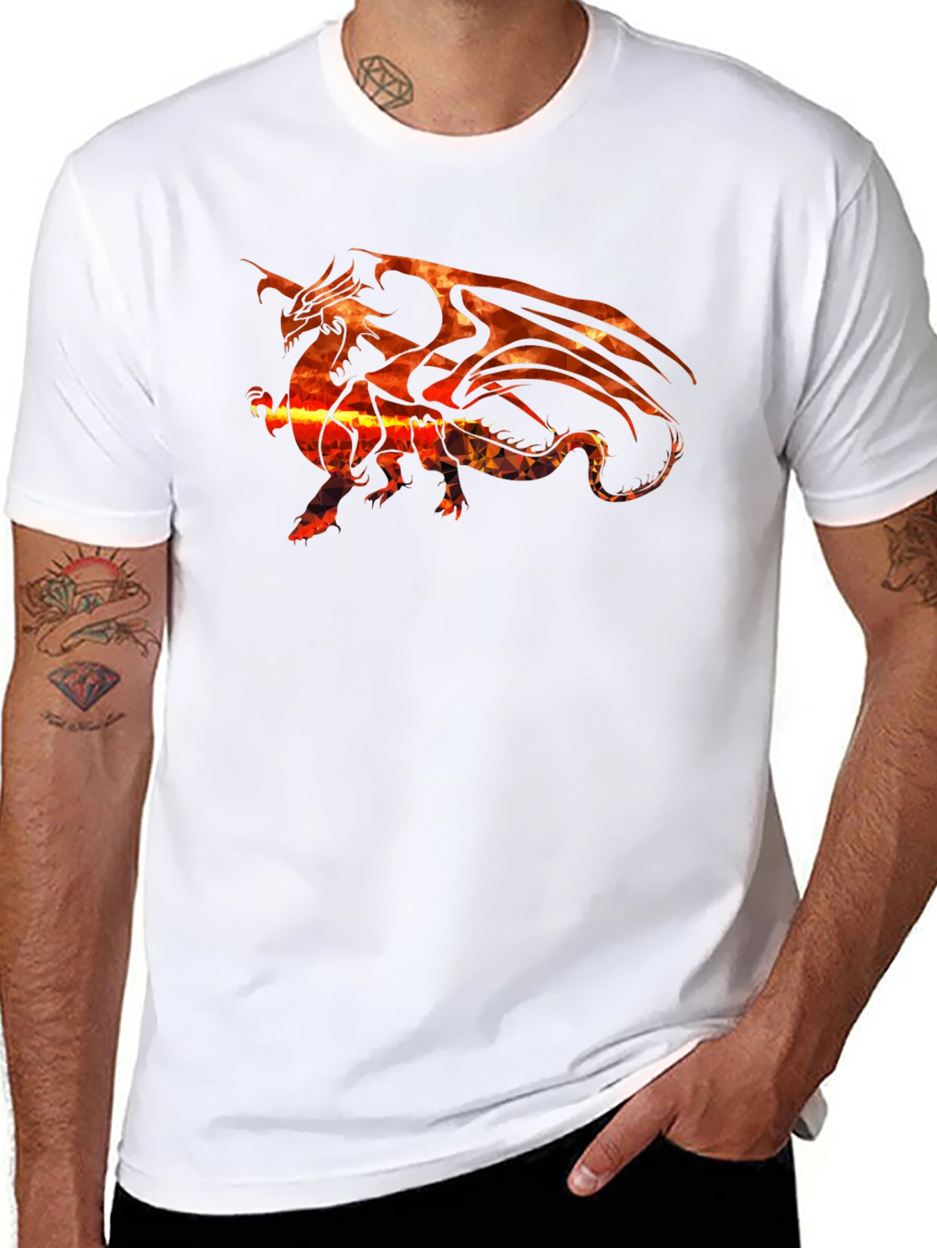 Fiery Dragon Graphic Black T-Shirt