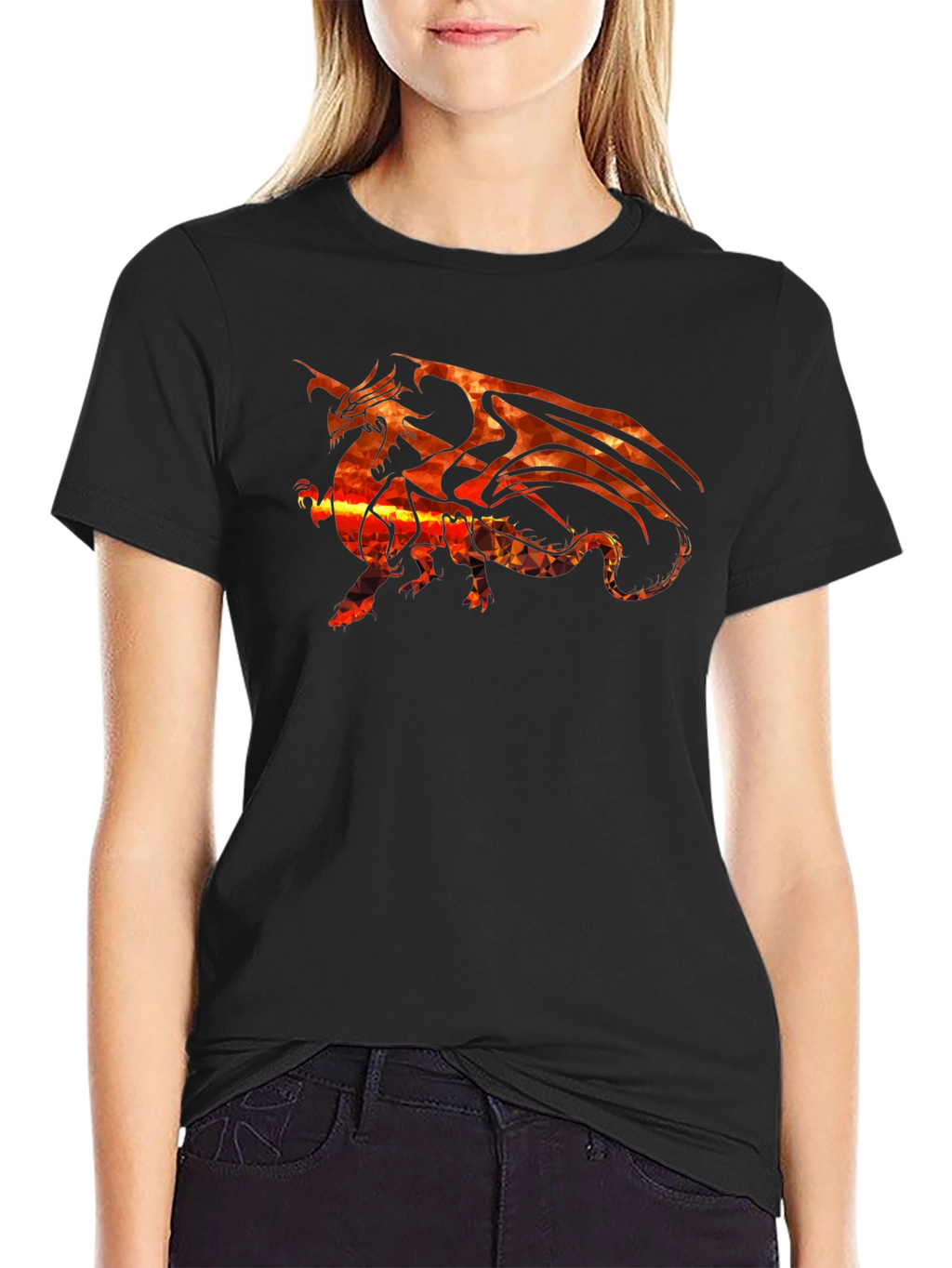 Fiery Dragon Graphic Black T-Shirt