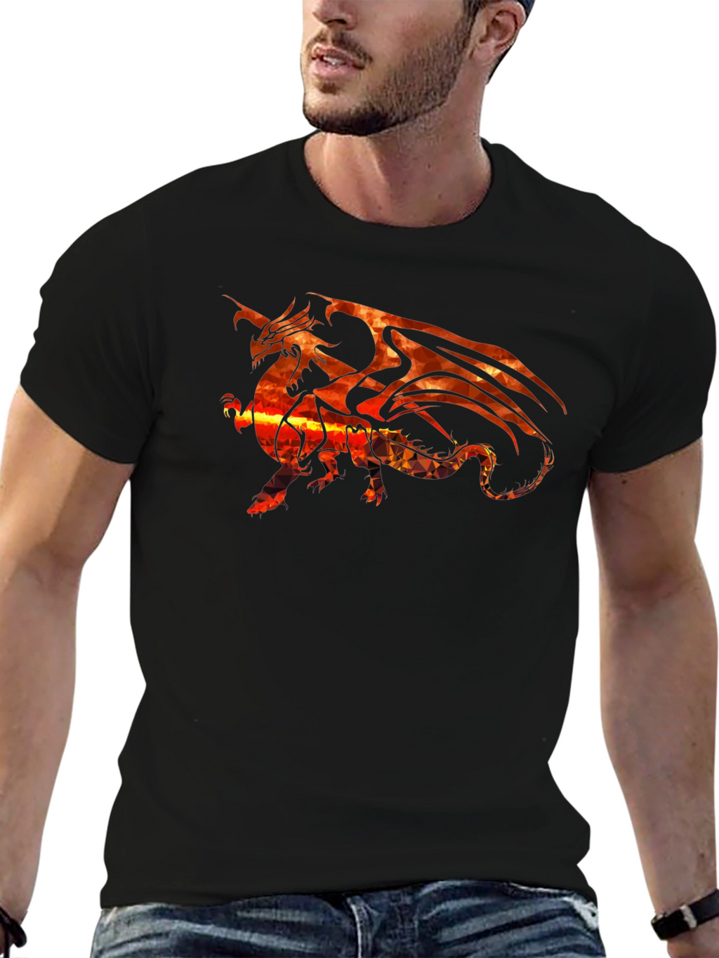 Fiery Dragon Graphic Black T-Shirt