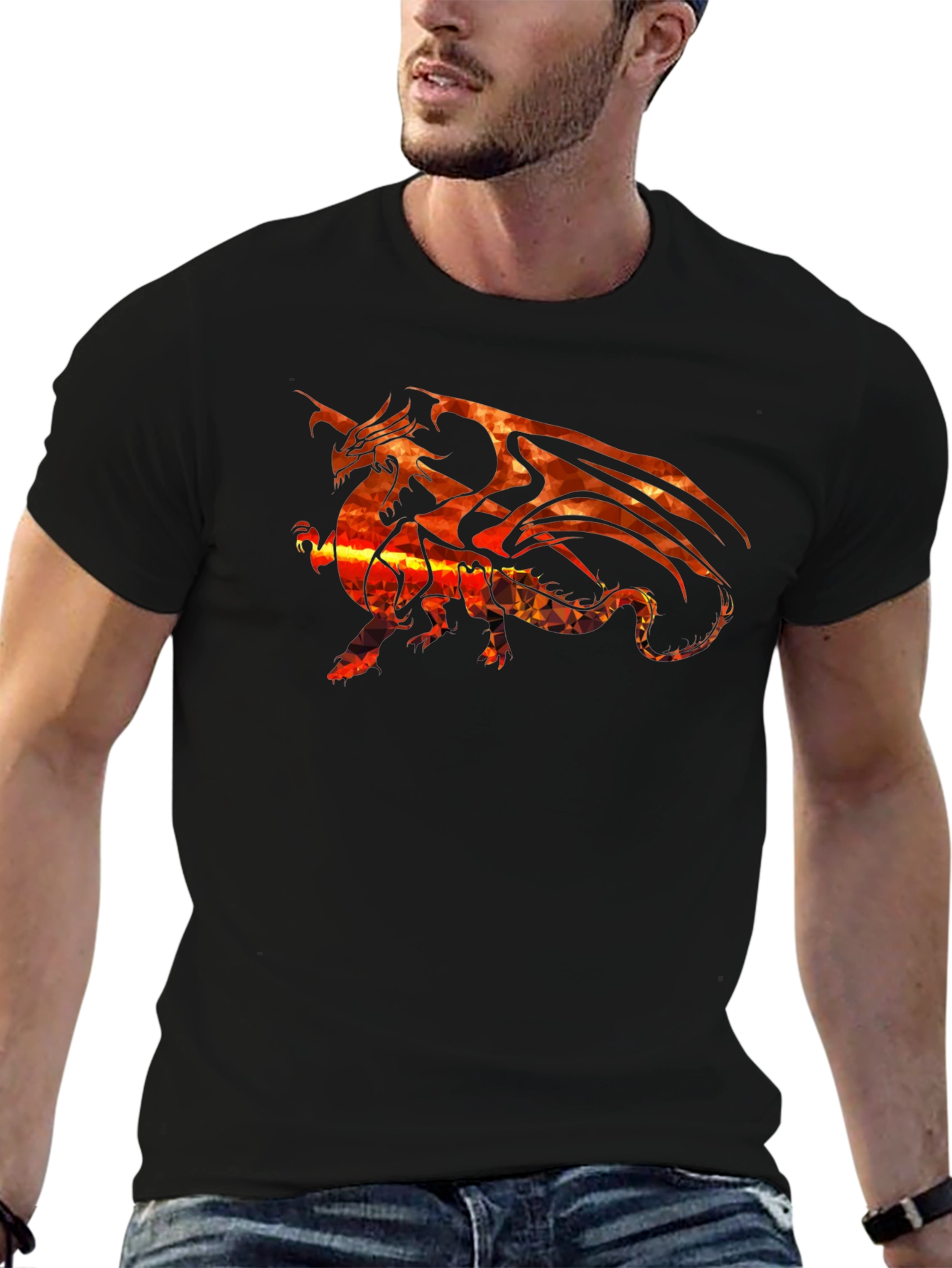 Fiery Dragon Graphic Black T-Shirt