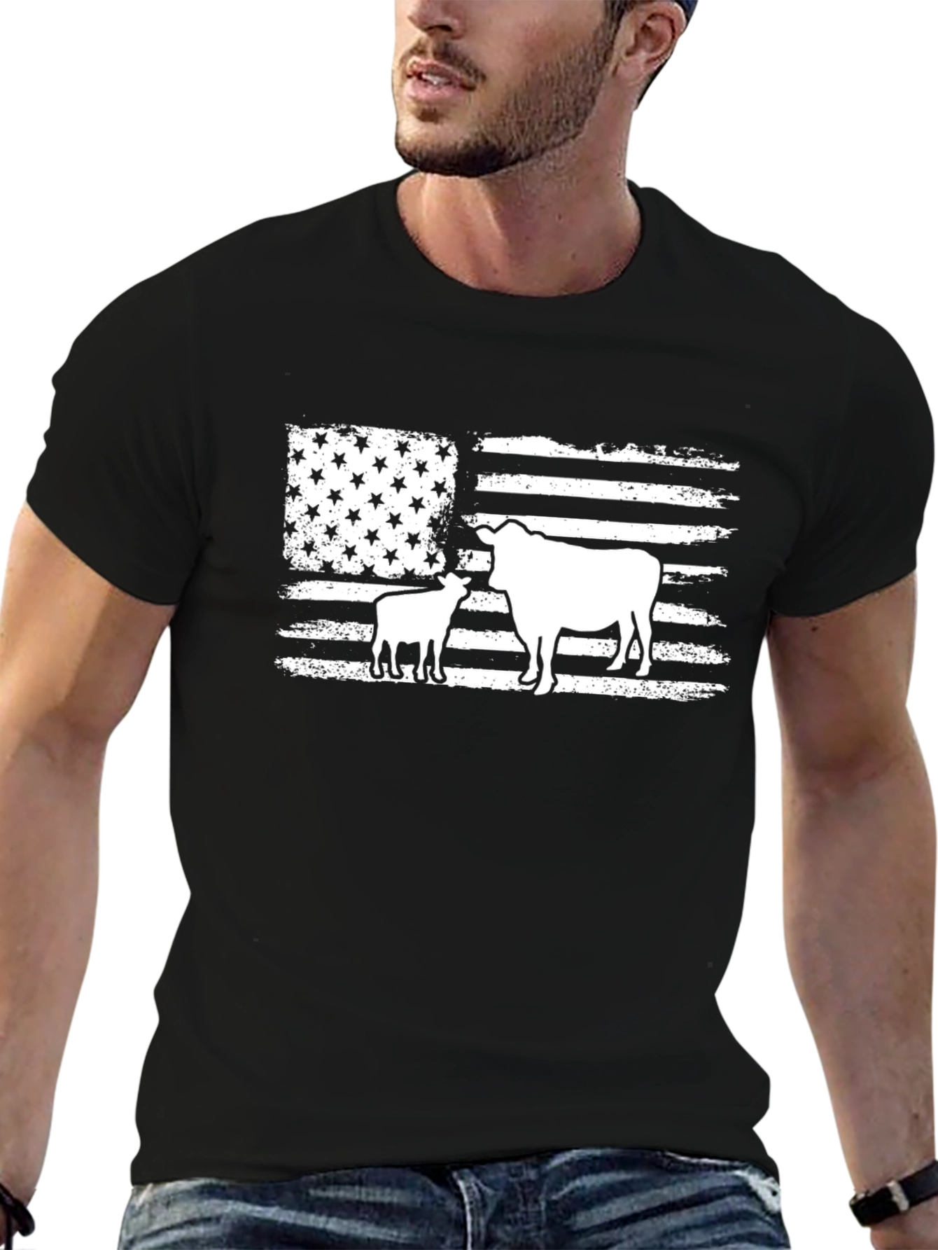 American Flag Cow Graphic Tee