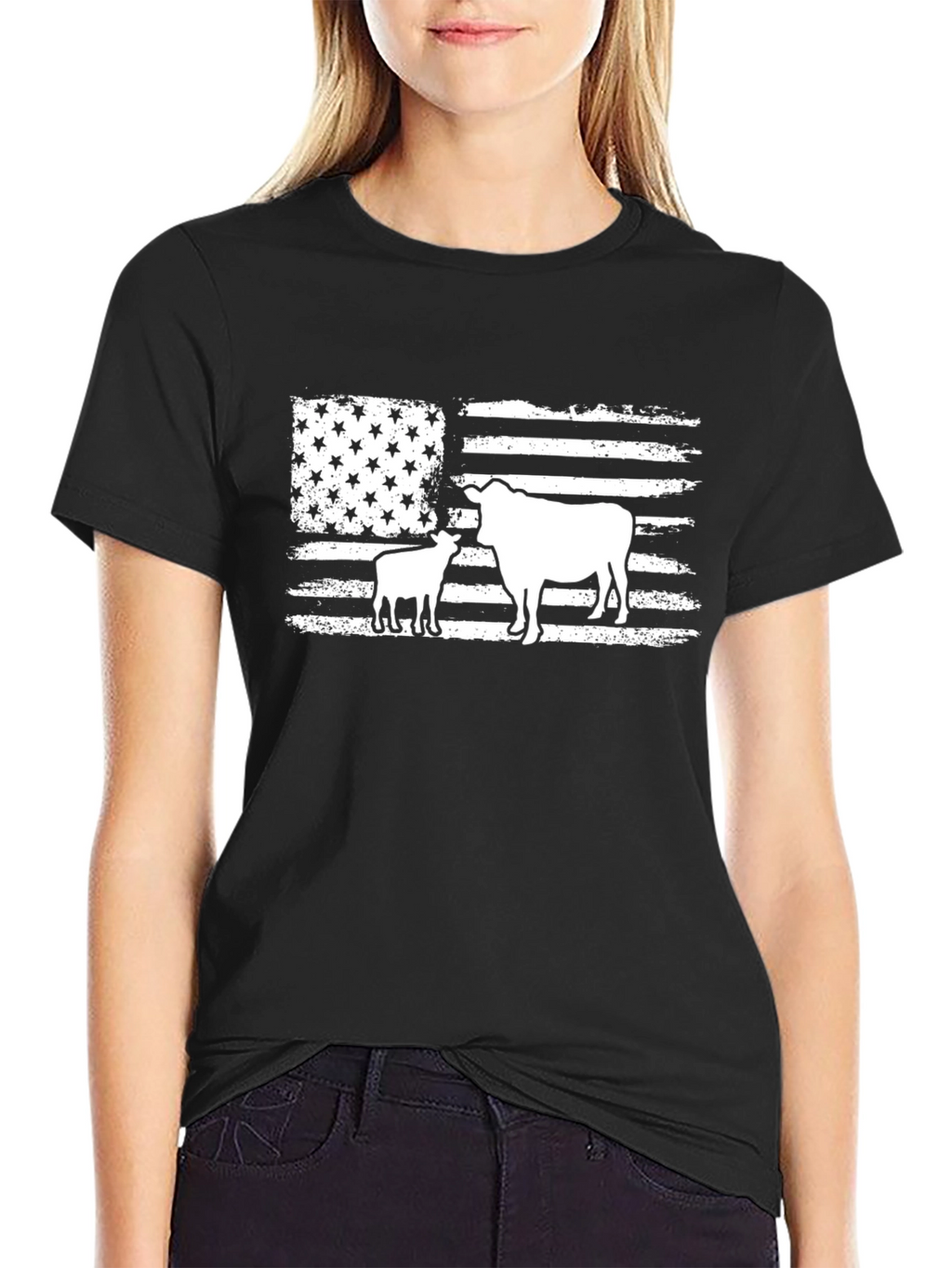 American Flag Cow Graphic Tee