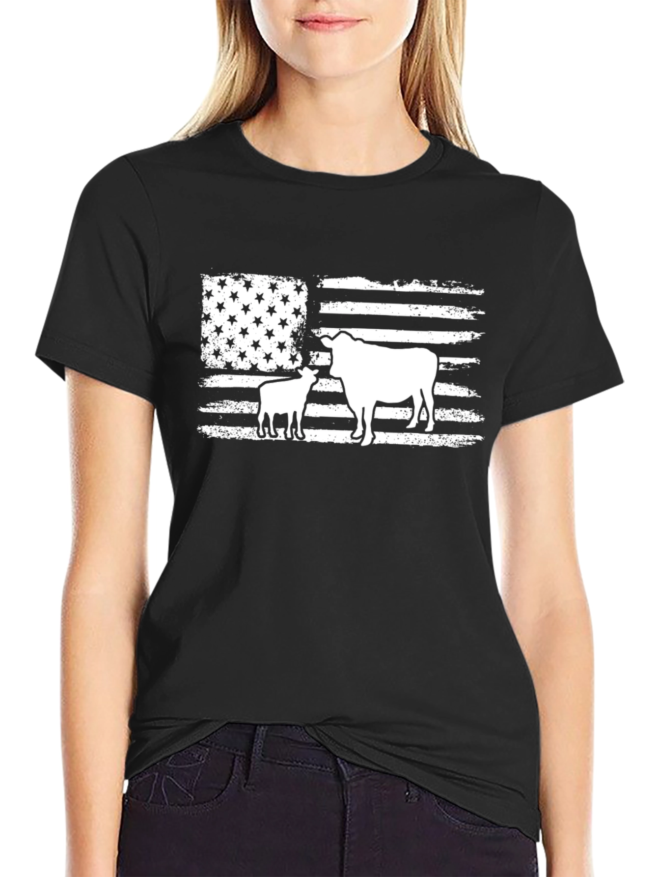 American Flag Cow Graphic Tee