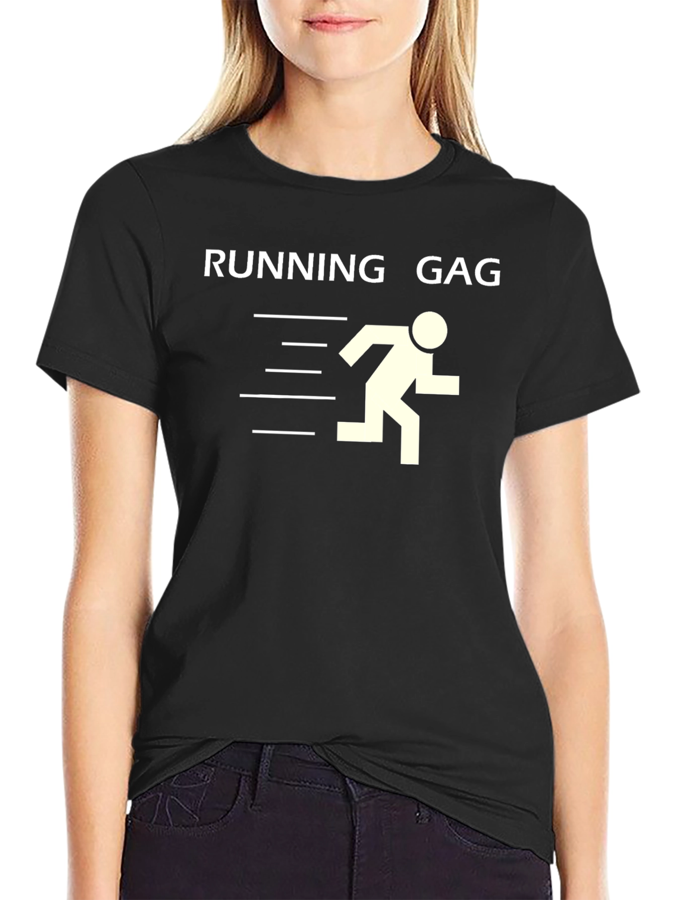 Running Gag Graphic Tee - Black Cotton T-Shirt