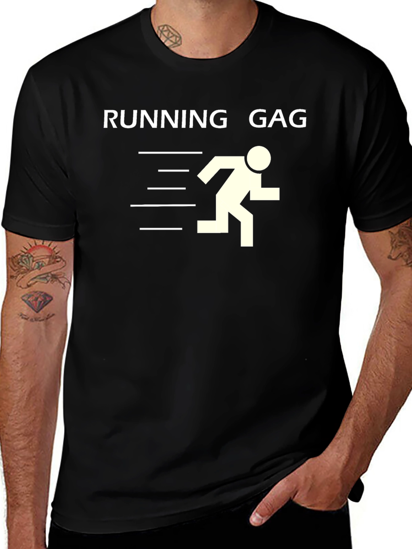 Running Gag Graphic Tee - Black Cotton T-Shirt