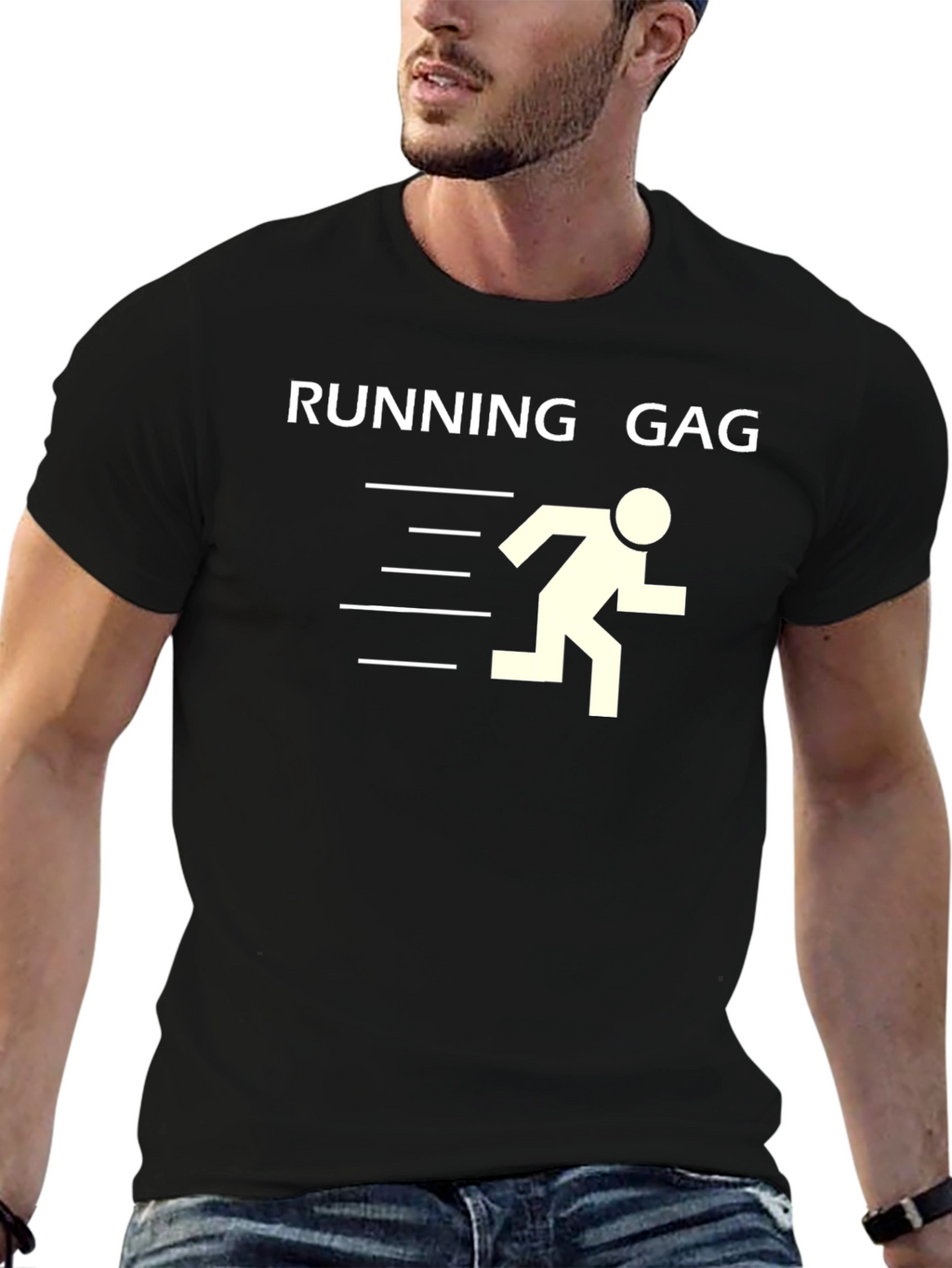 Running Gag Graphic Tee - Black Cotton T-Shirt