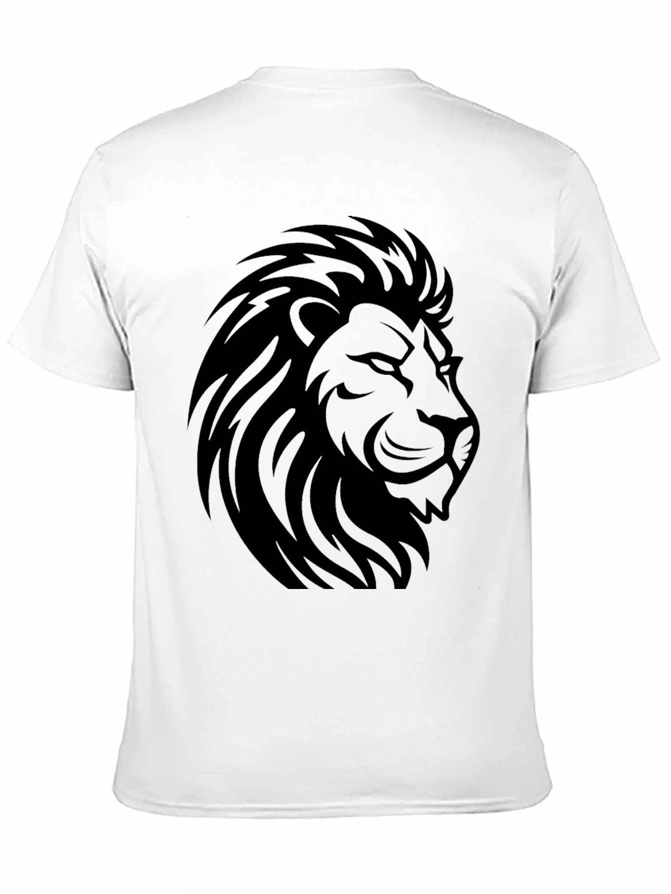 Lion Head Graphic Black T-Shirt - Mens Casual Tee