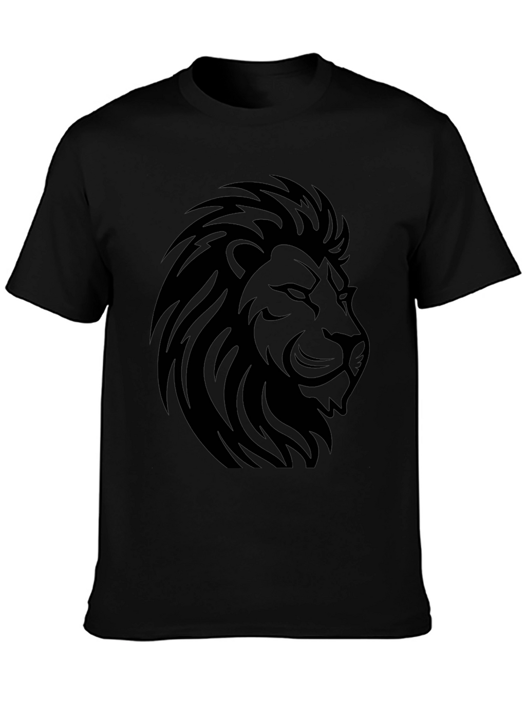 Lion Head Graphic Black T-Shirt - Mens Casual Tee