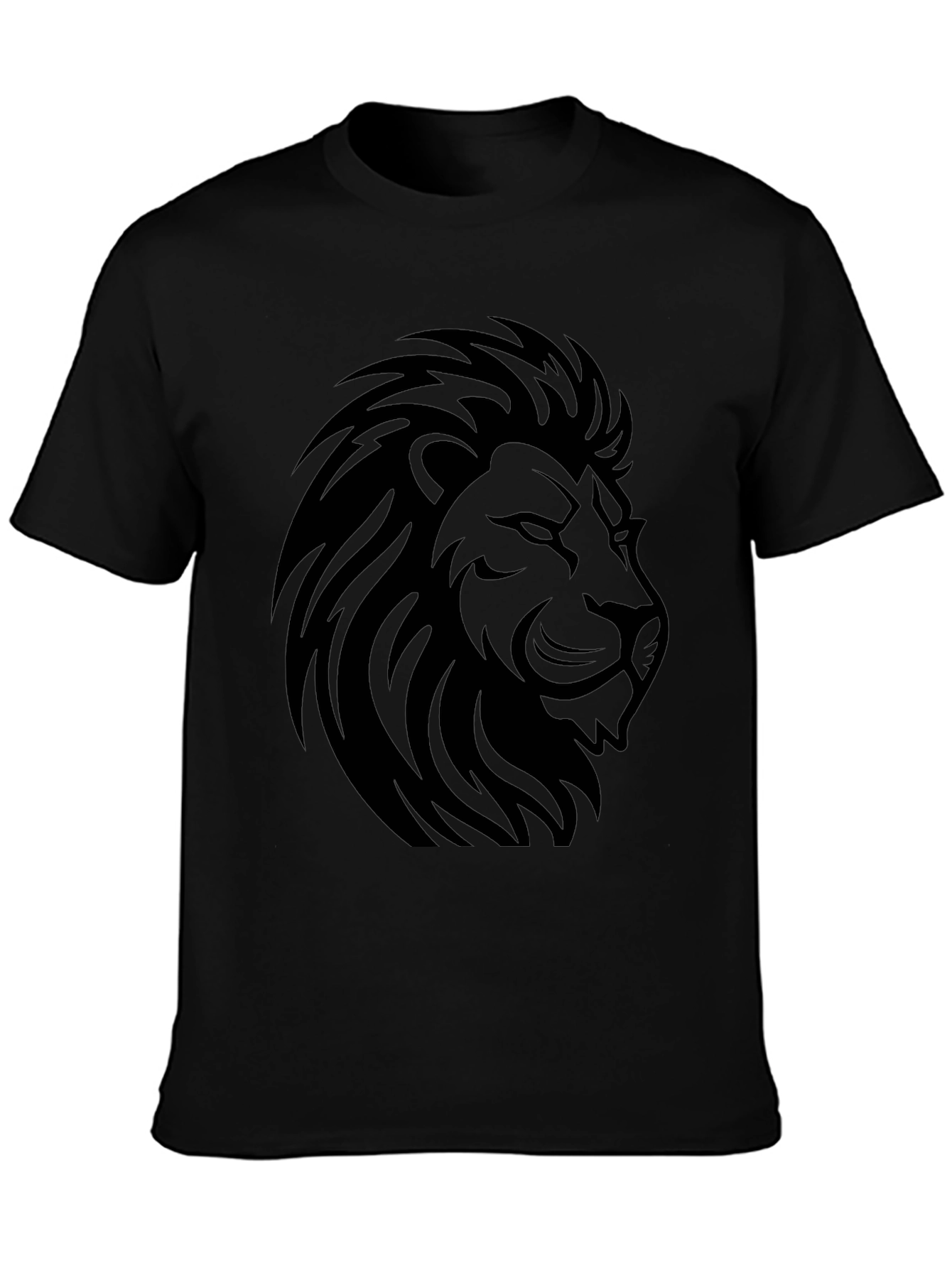 Lion Head Graphic Black T-Shirt - Mens Casual Tee