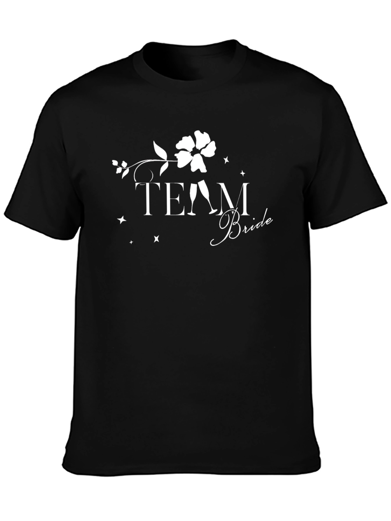 Team Bride Black Cotton Crew Neck T-Shirt