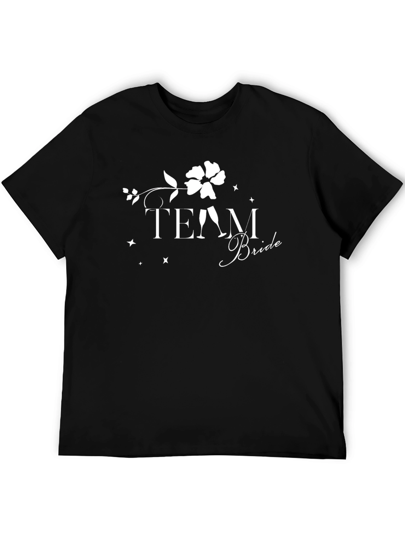 Team Bride Black Cotton Crew Neck T-Shirt