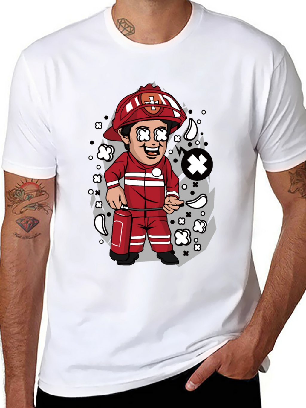 Cartoon Firefighter T-Shirt
