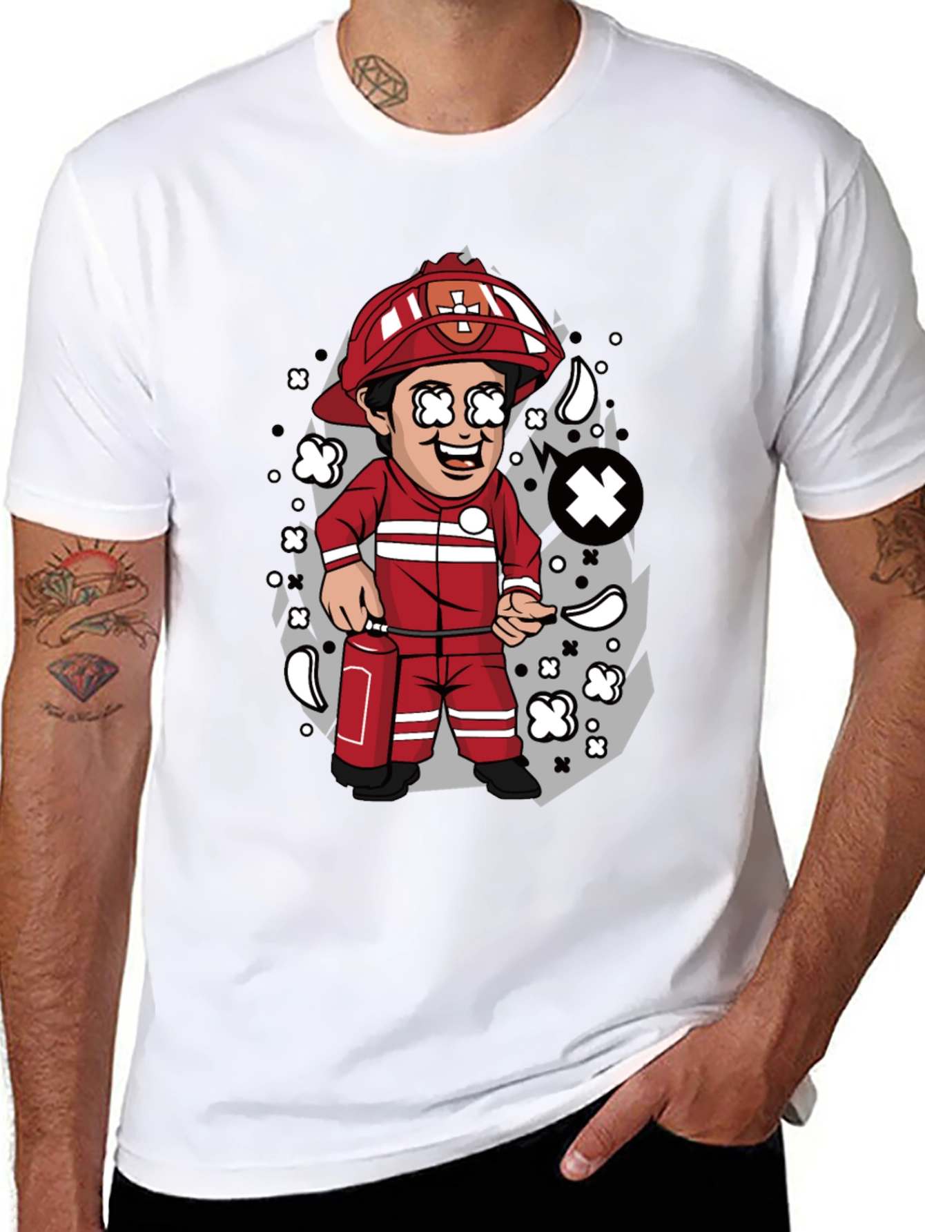 Cartoon Firefighter T-Shirt