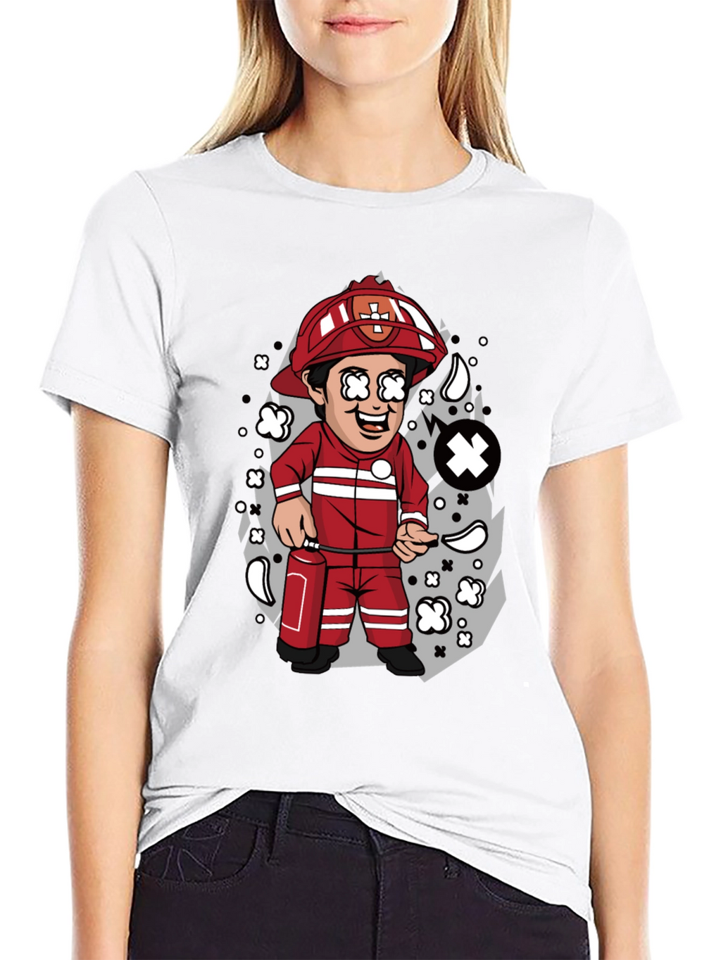 Cartoon Firefighter T-Shirt